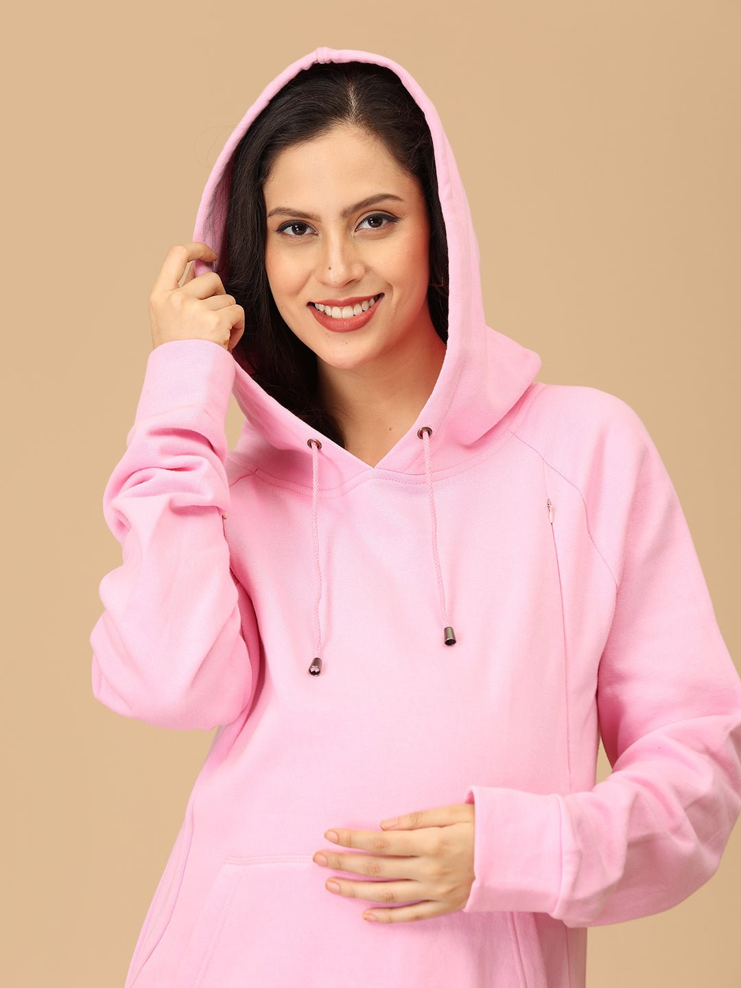  Pastel Puffer Maternity and Nursing Sweatshirt Hoodie Pink