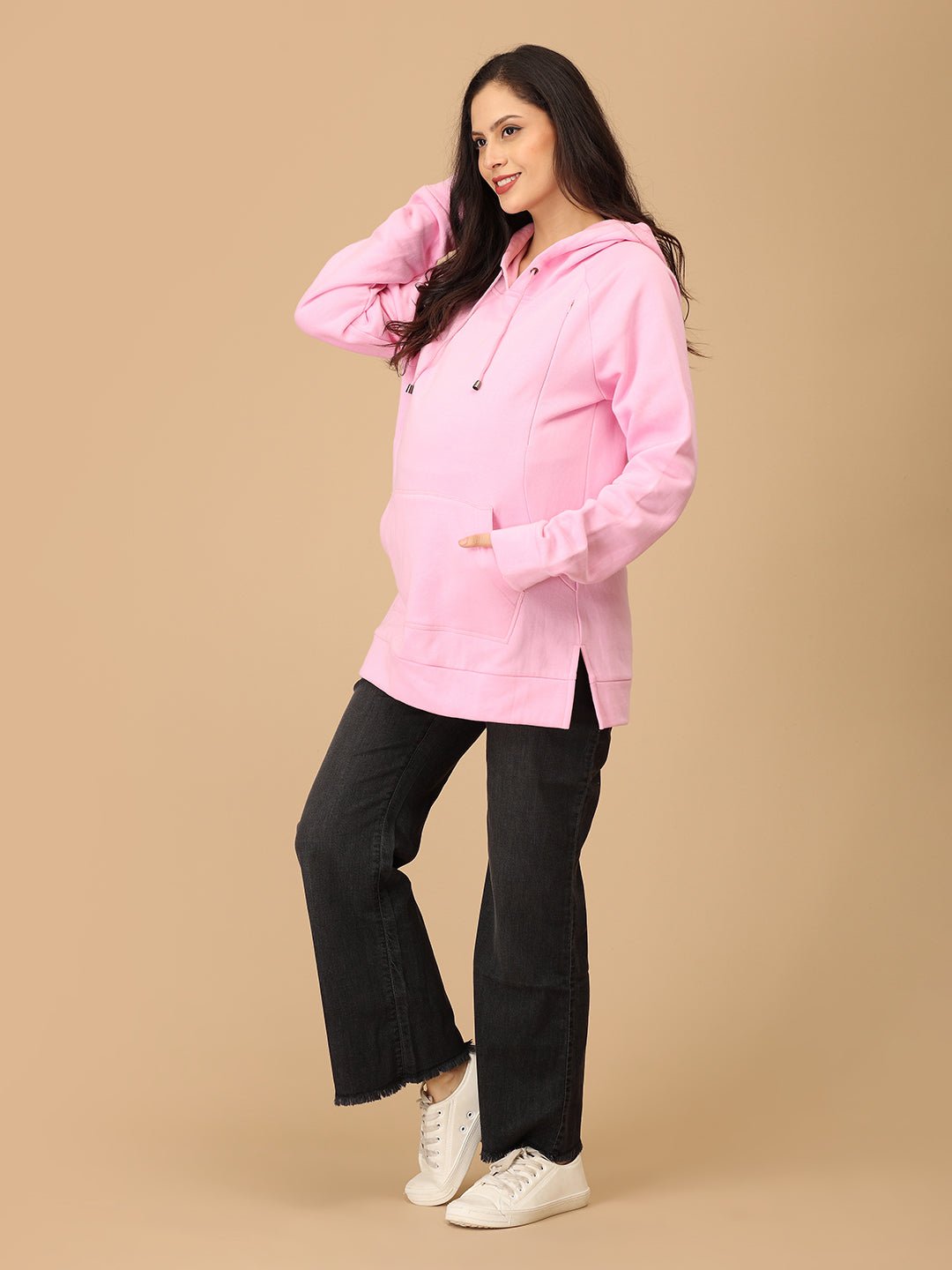  Pastel Puffer Maternity and Nursing Sweatshirt Hoodie Pink