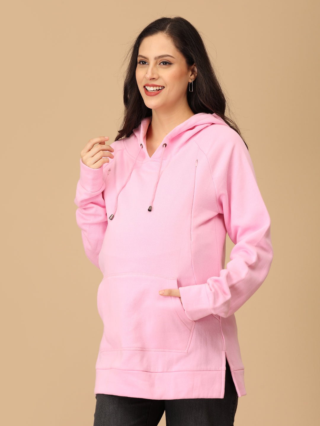  Pastel Puffer Maternity and Nursing Sweatshirt Hoodie Pink