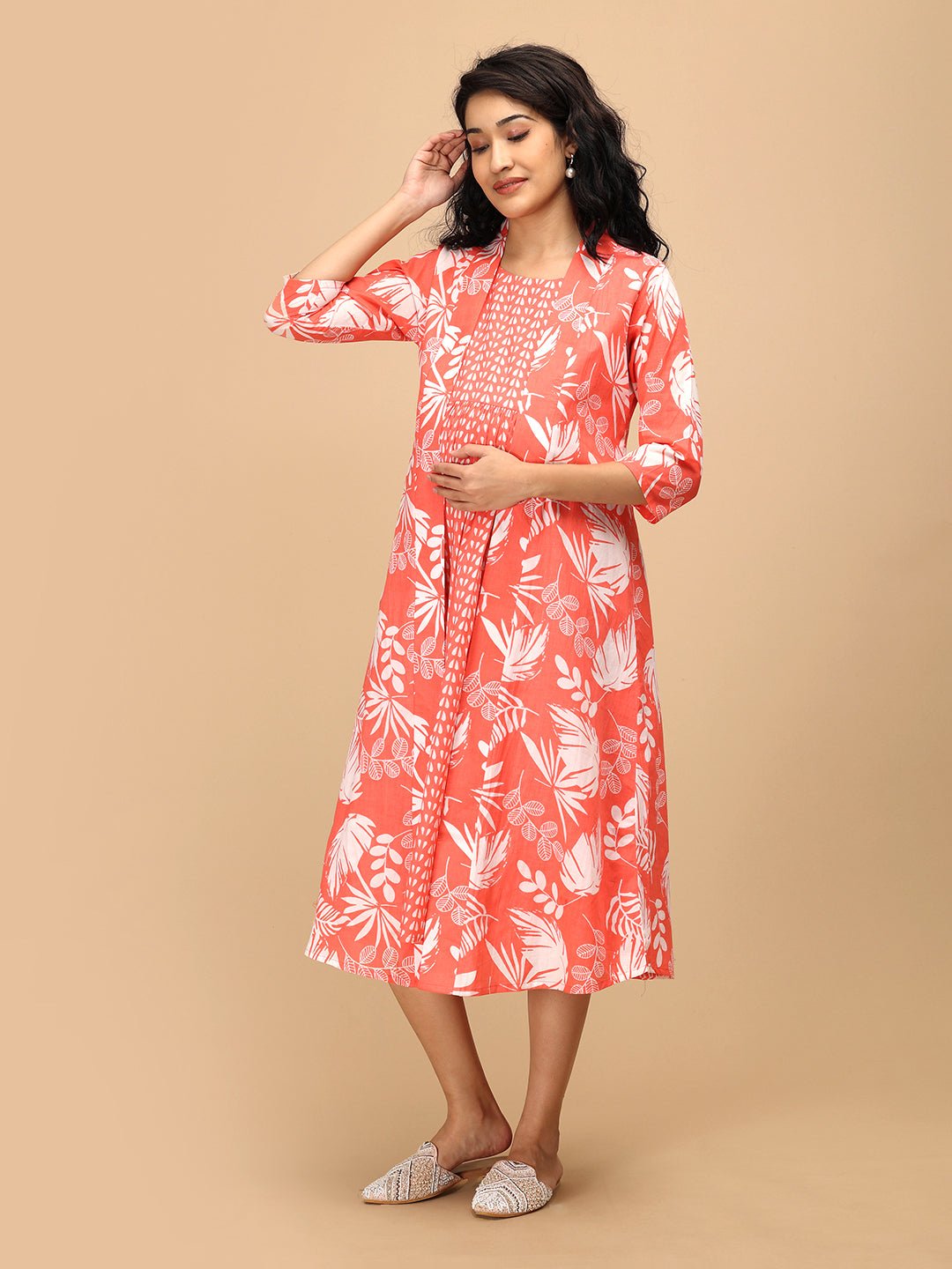  Peach n' Preach Maternity and Nursing Shacket Dress Peach