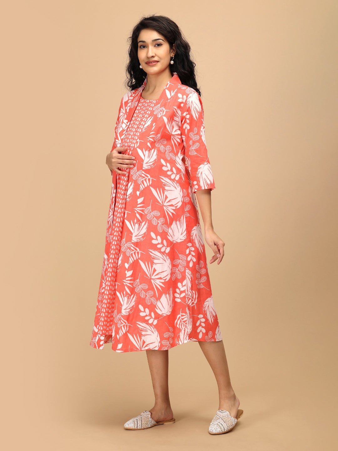  Peach n' Preach Maternity and Nursing Shacket Dress Peach