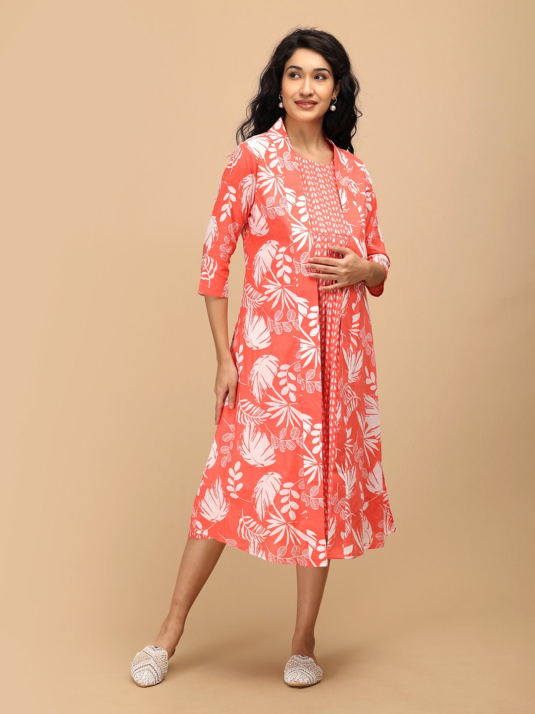  Peach n' Preach Maternity and Nursing Shacket Dress Peach
