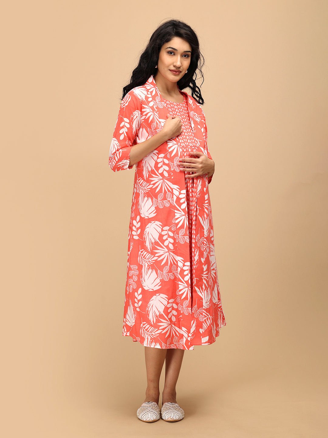 Peach n' Preach Maternity and Nursing Shacket Dress Peach