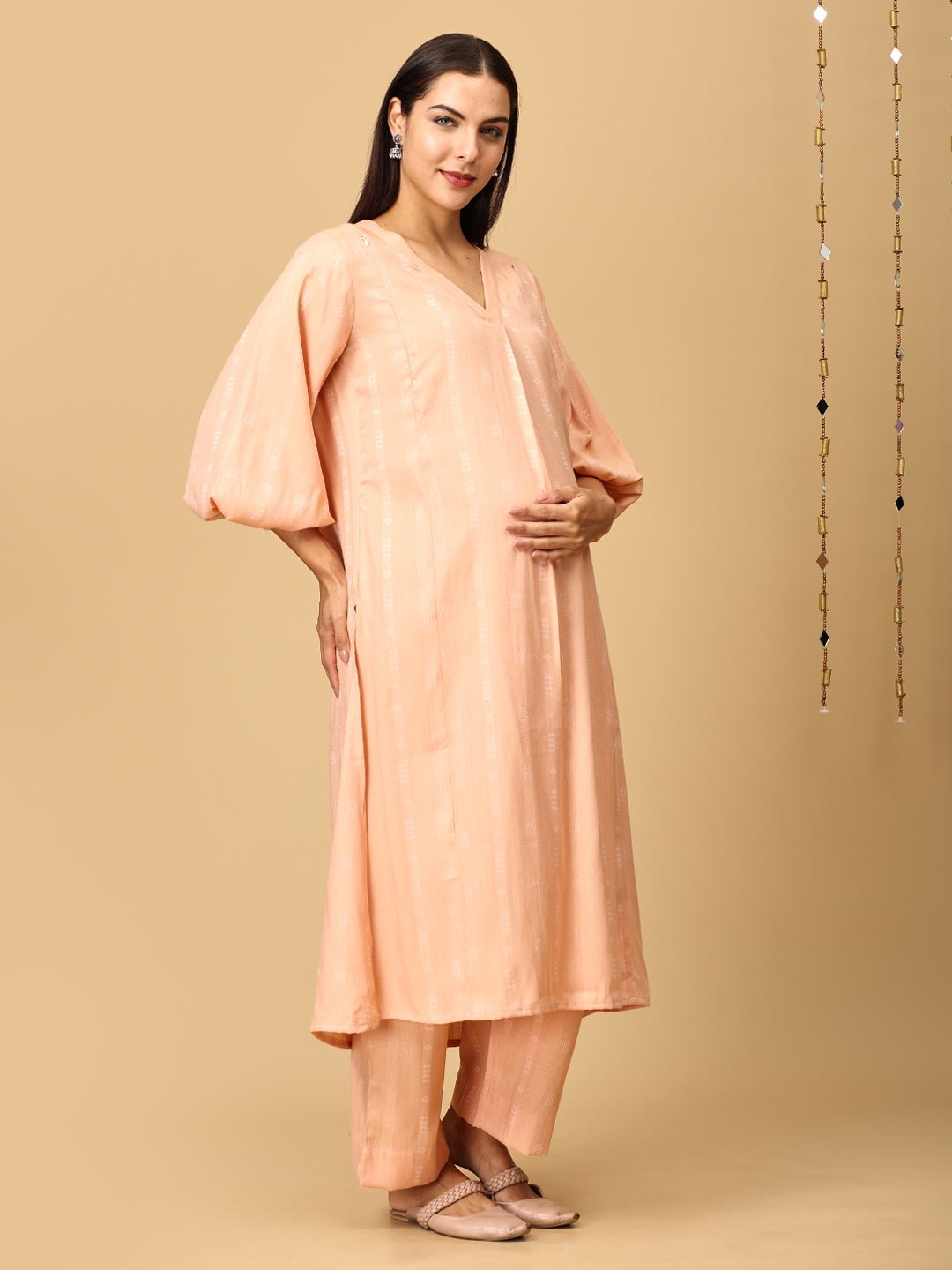  Peach Plush Maternity and Nursing Co Ord Set Peach