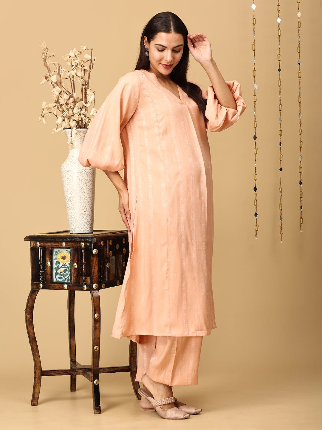  Peach Plush Maternity and Nursing Co Ord Set Peach
