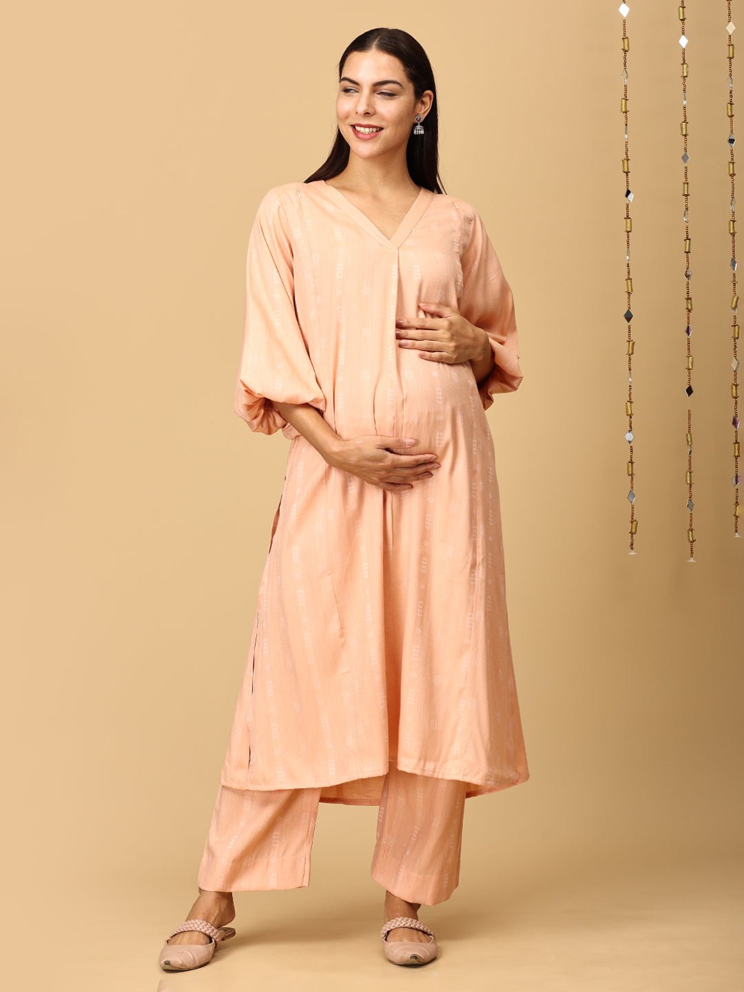  Peach Plush Maternity and Nursing Co Ord Set Peach