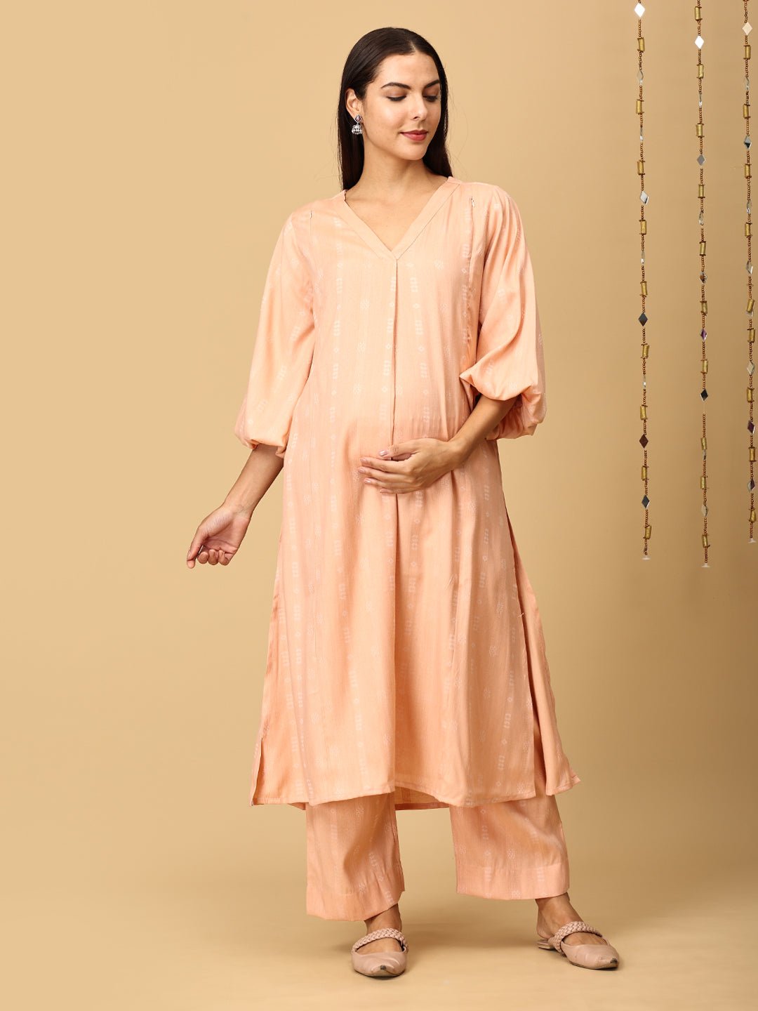  Peach Plush Maternity and Nursing Co Ord Set Peach