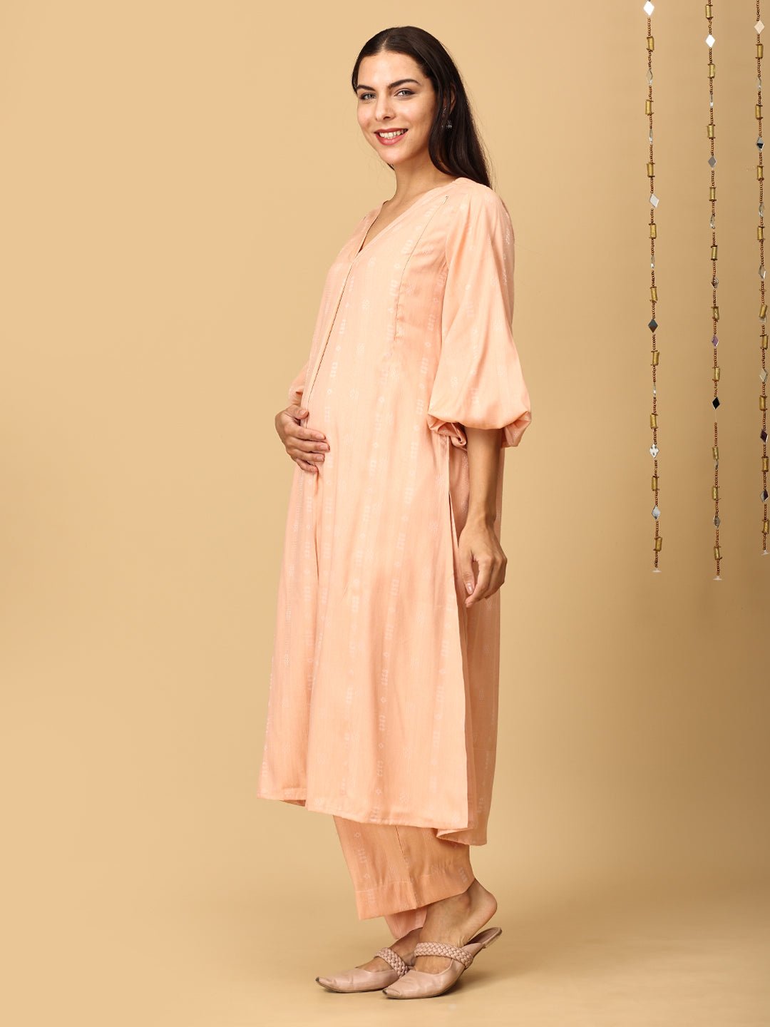  Peach Plush Maternity and Nursing Co Ord Set Peach