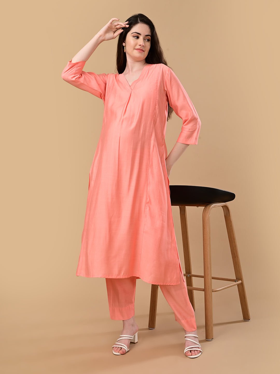  Peach Pop Maternity and Nursing Co Ord Set Peach