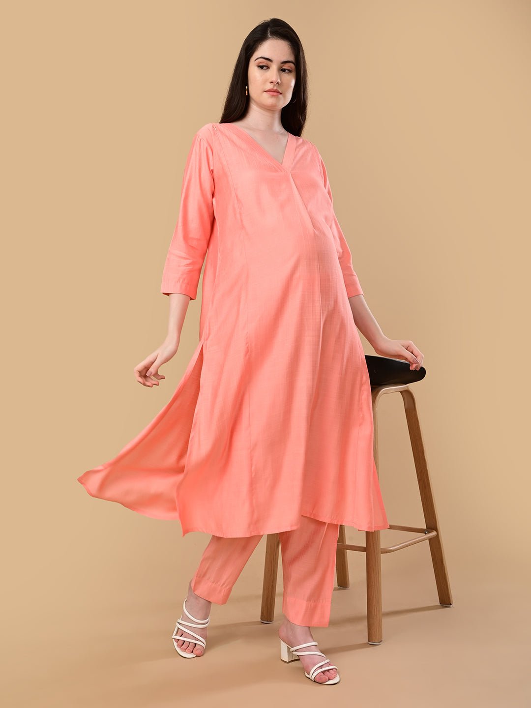  Peach Pop Maternity and Nursing Co Ord Set Peach