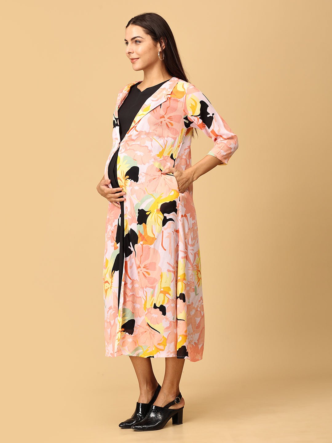  Peony Perfection Maternity and Nursing Shacket Dress Multi