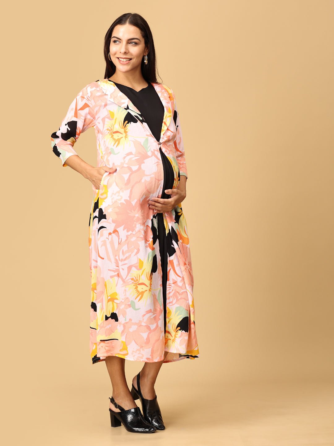  Peony Perfection Maternity and Nursing Shacket Dress Multi