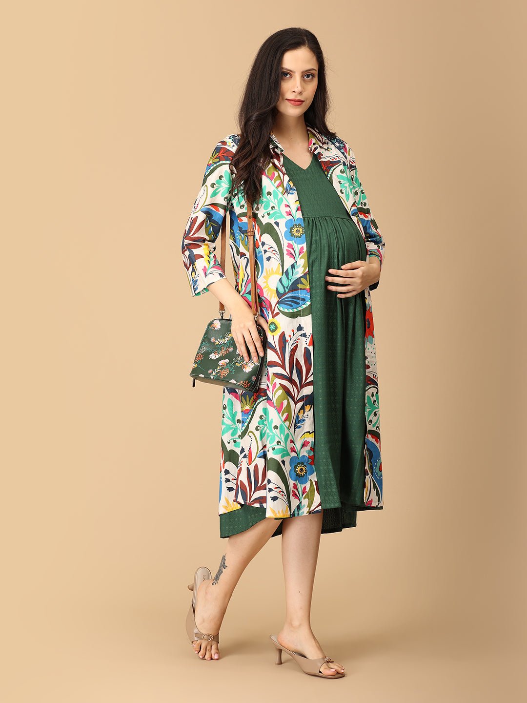  Petalicious Maternity and Nursing Shacket Dress Multi