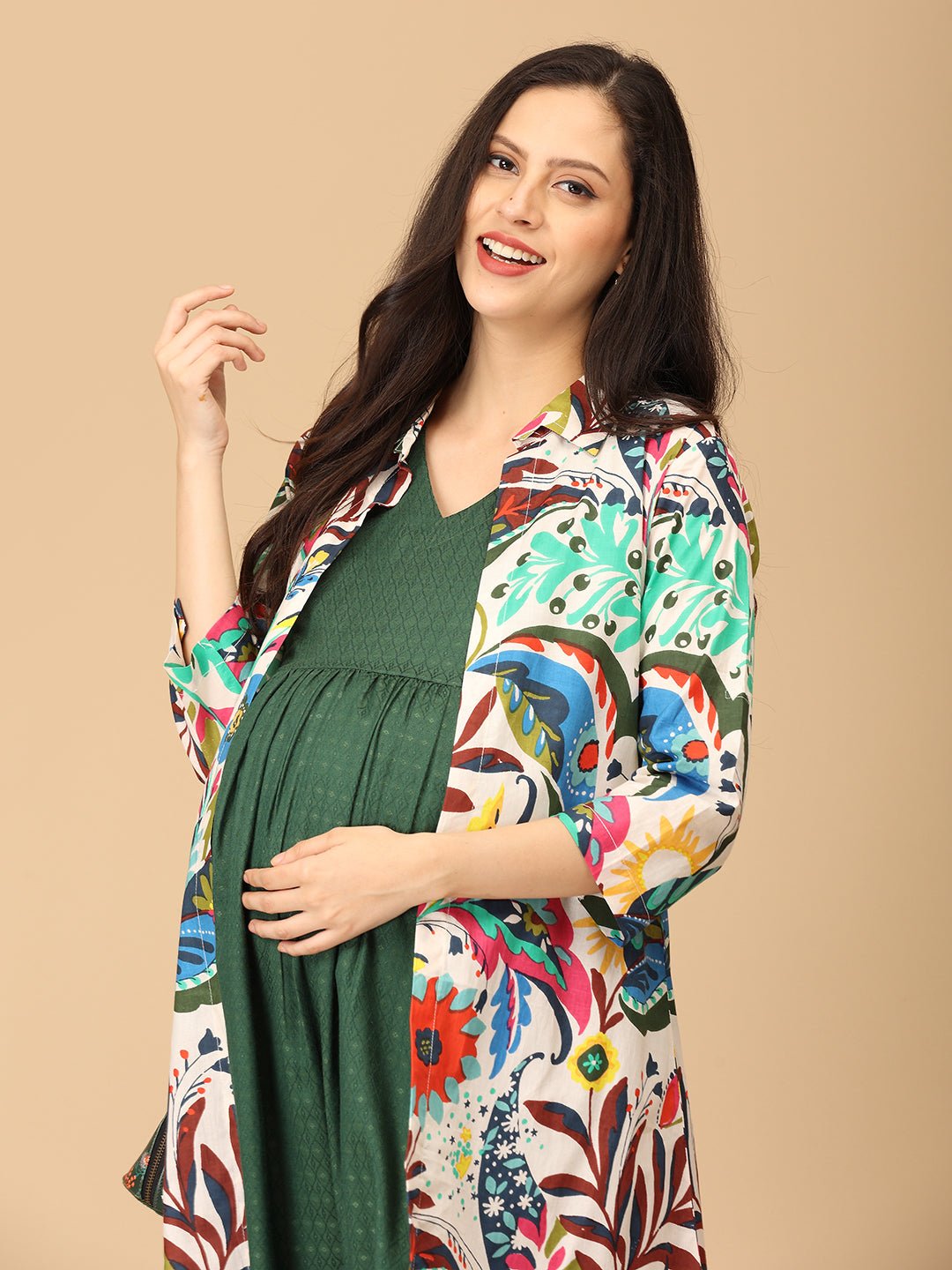  Petalicious Maternity and Nursing Shacket Dress Multi