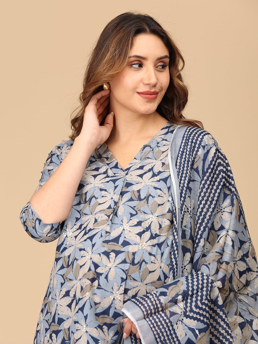  Phool On Navy Maternity and Nursing Kurta Set Navy