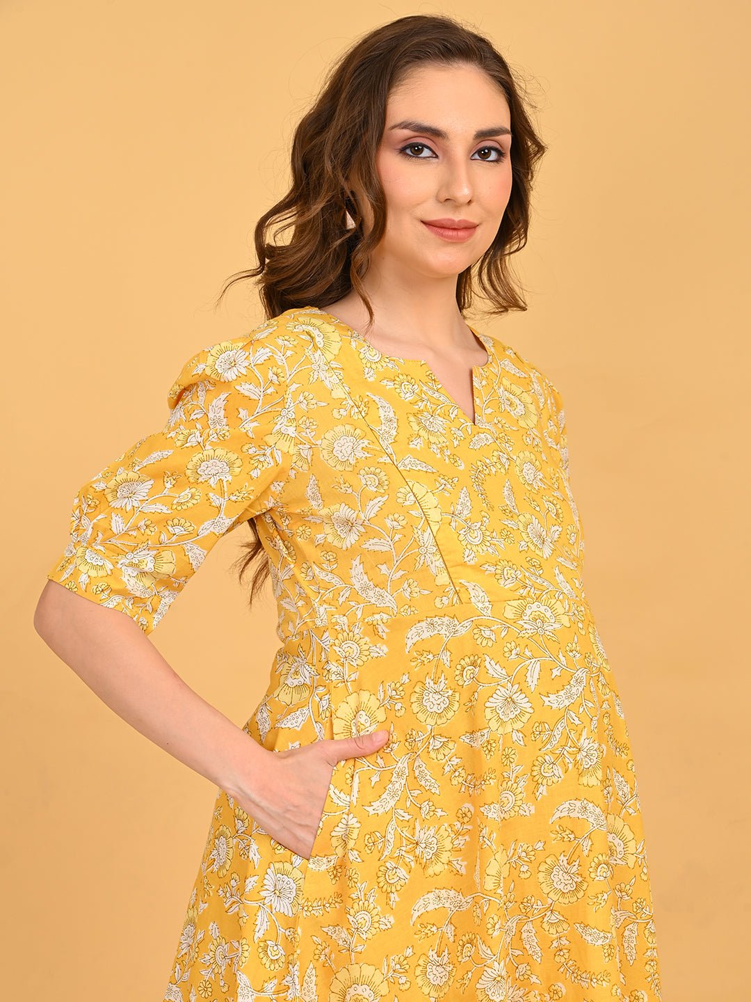  Phoolon Ka Noor Maternity and Nursing Kurta Set Yellow