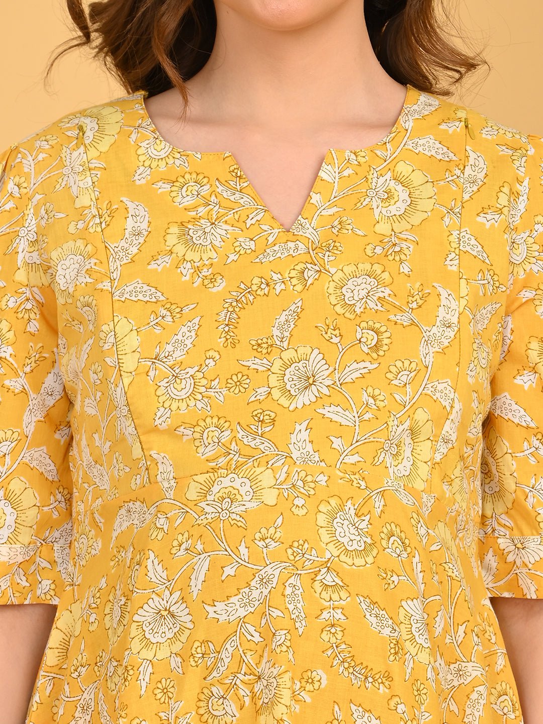  Phoolon Ka Noor Maternity and Nursing Kurta Set Yellow