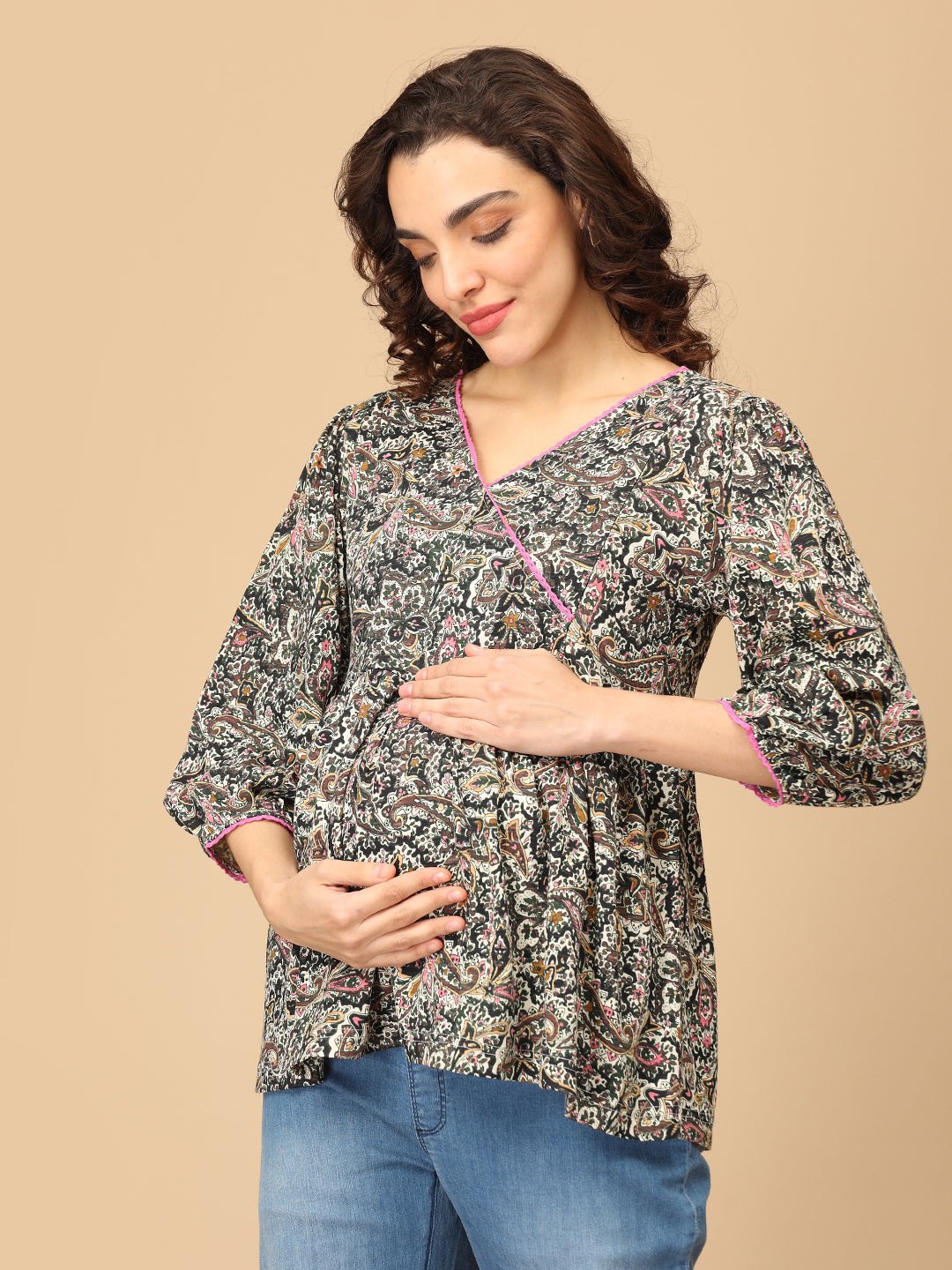  Pigment Pranks Maternity and Nursing Top Multi