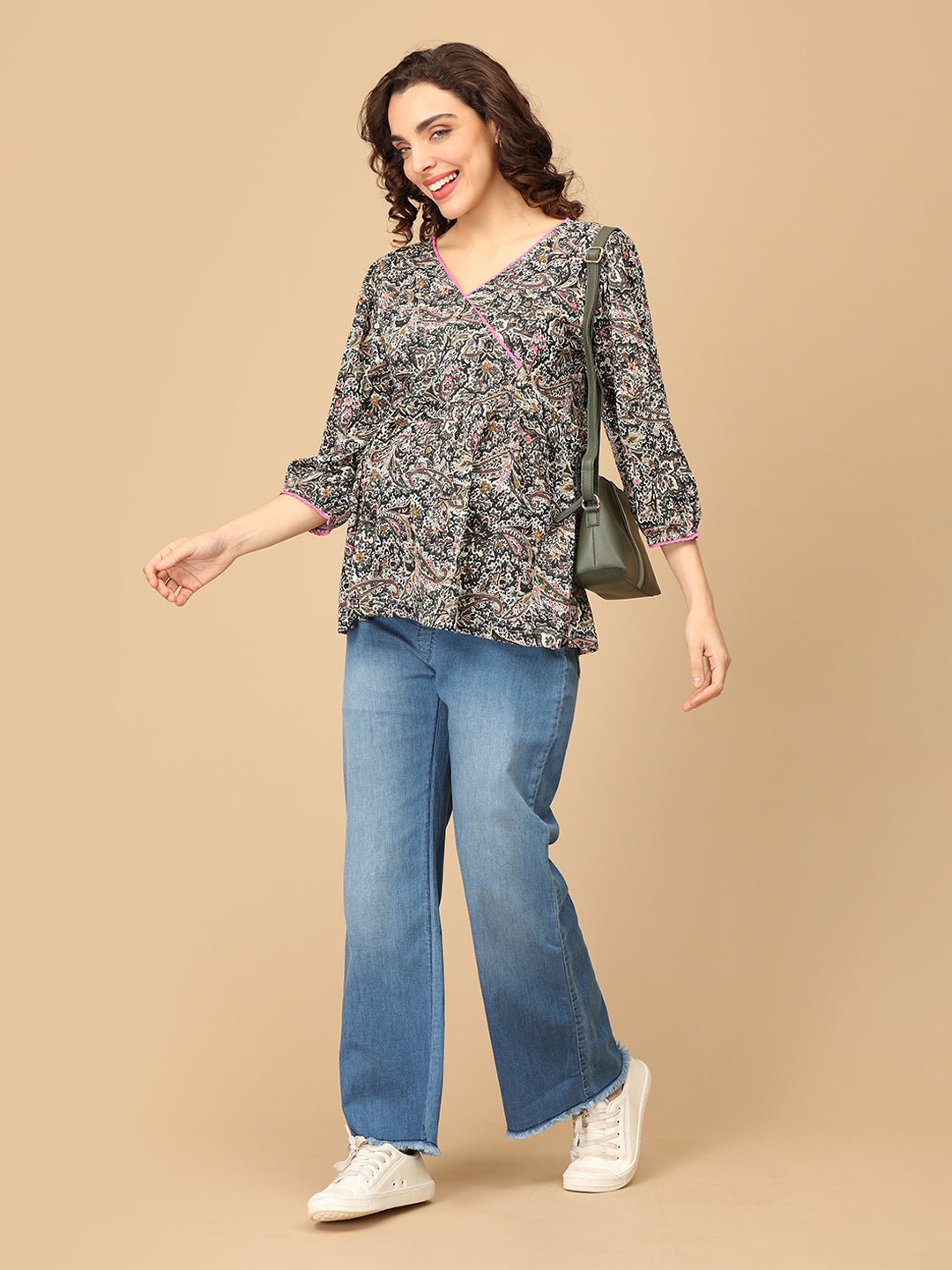  Pigment Pranks Maternity and Nursing Top Multi
