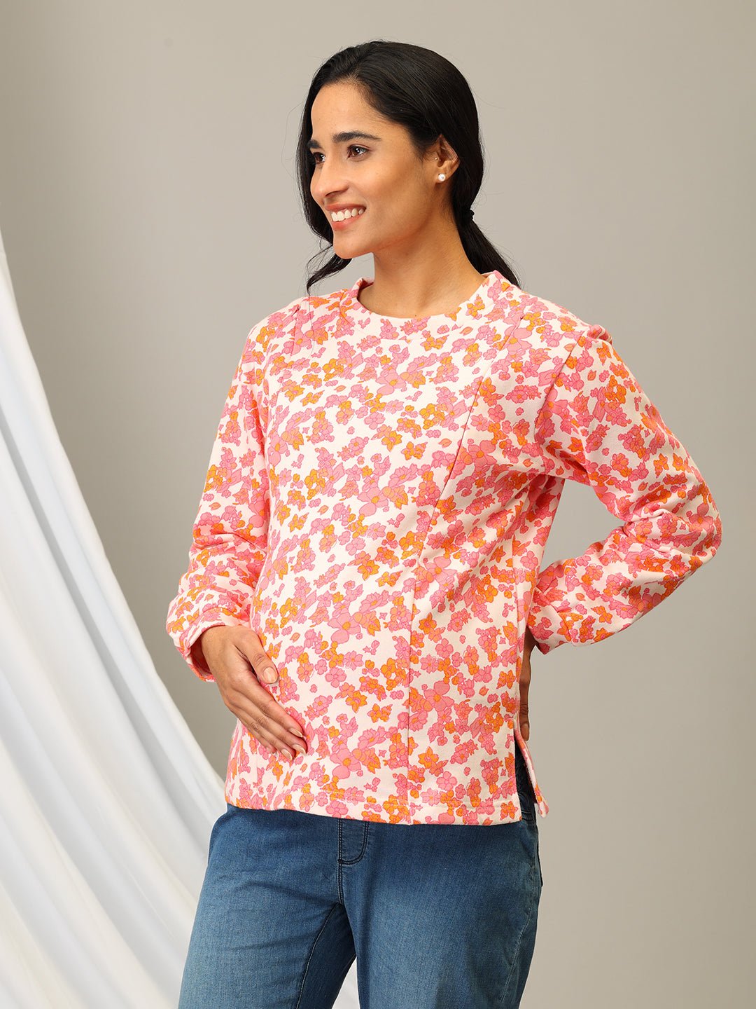  Pink-A-Rine Dream Maternity and Nursing Sweatshirt Pink