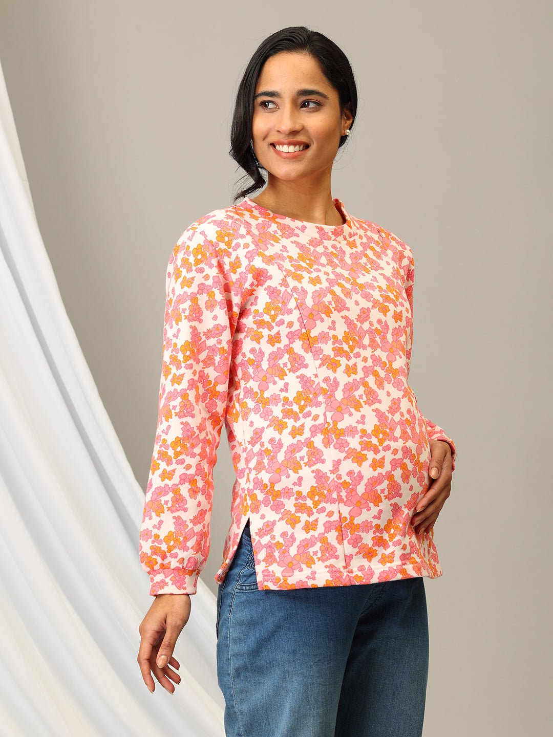  Pink-A-Rine Dream Maternity and Nursing Sweatshirt Pink