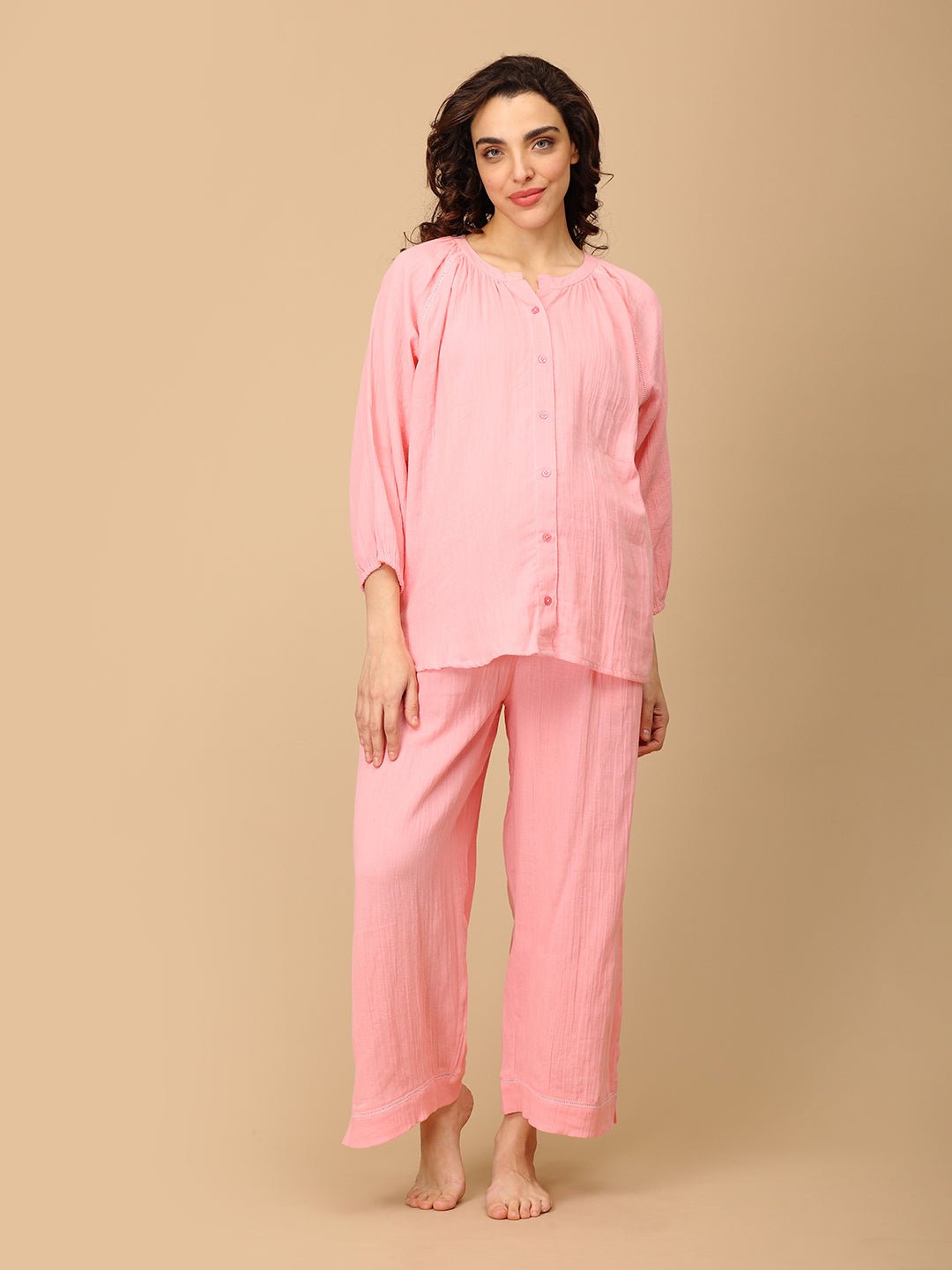  Pink Me Later Maternity and Nursing Nightwear Set Pink