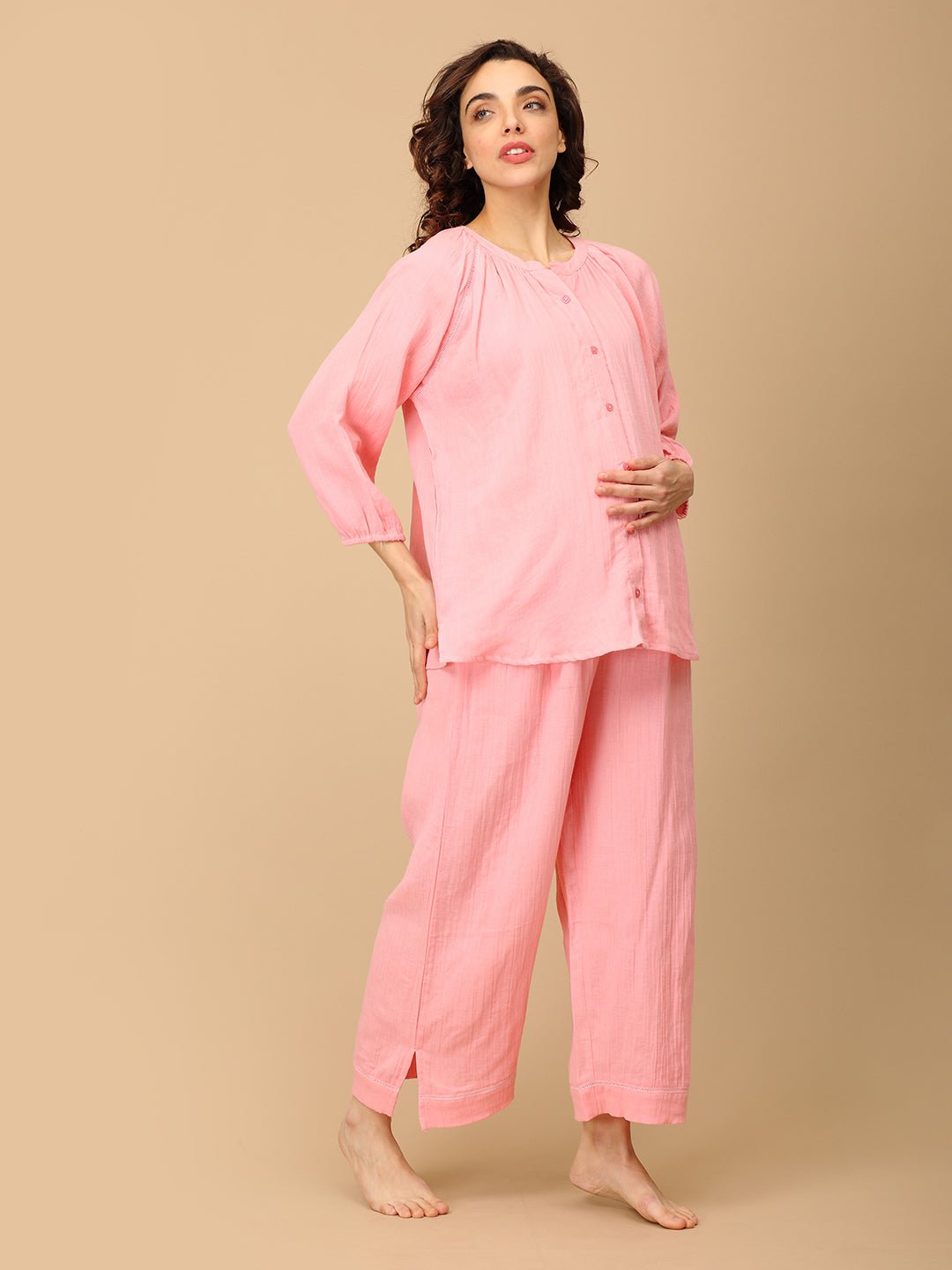  Pink Me Later Maternity and Nursing Nightwear Set Pink