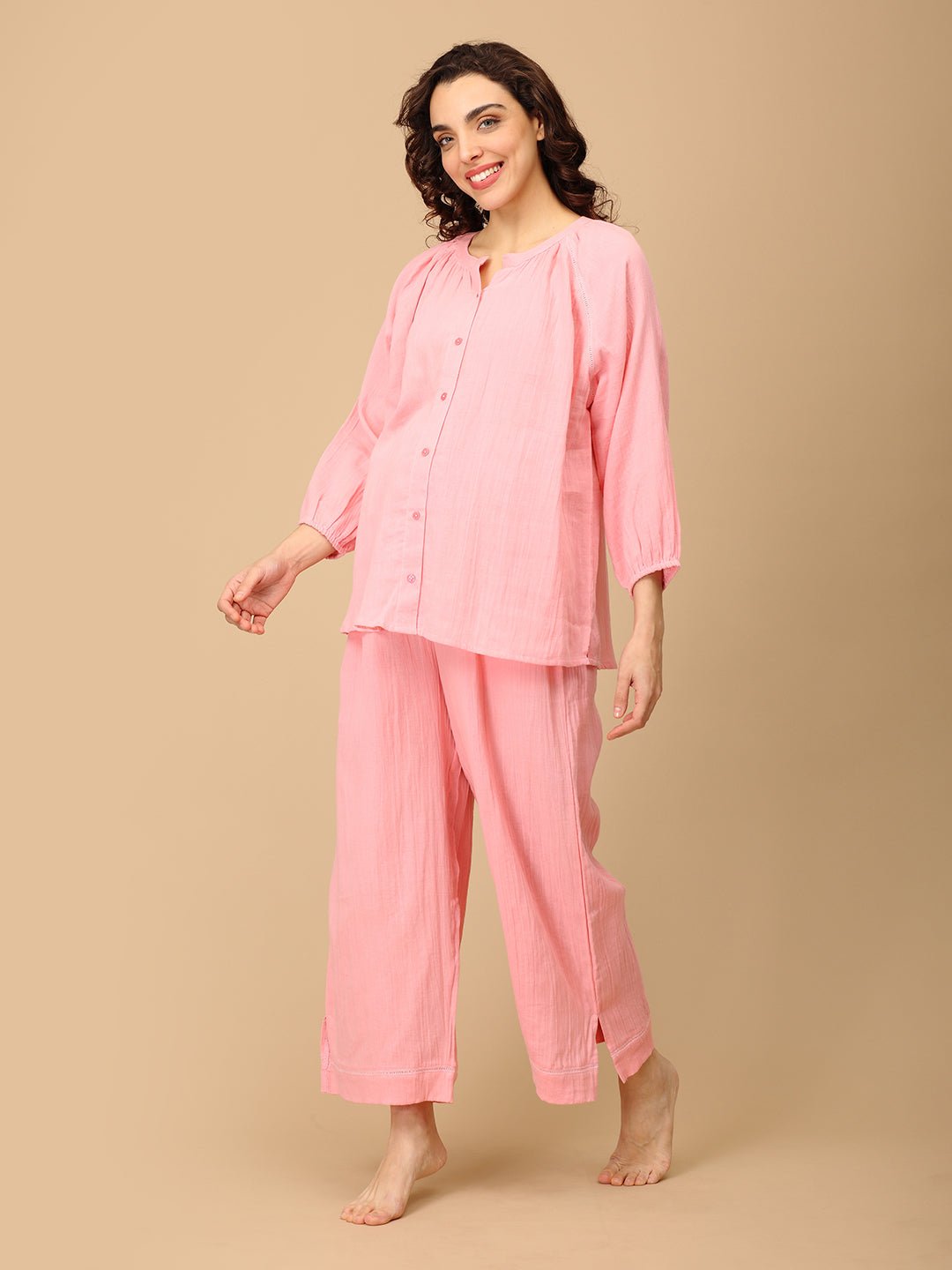  Pink Me Later Maternity and Nursing Nightwear Set Pink