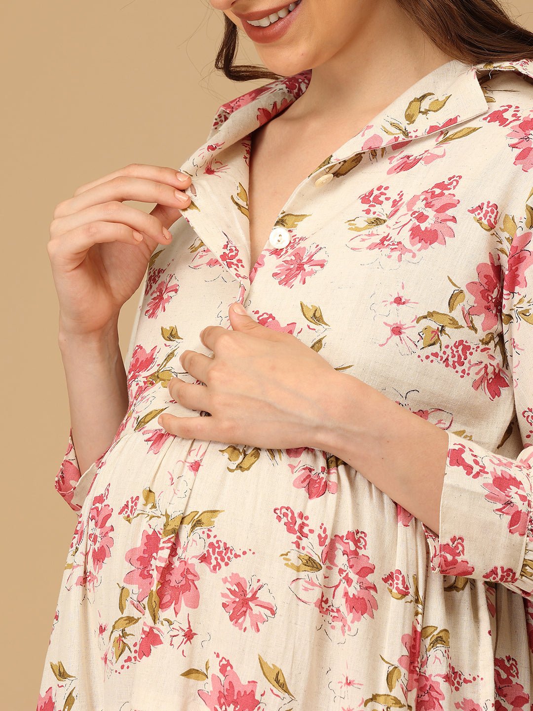  Pinked & Petaled Maternity and Nursing Dress Pink