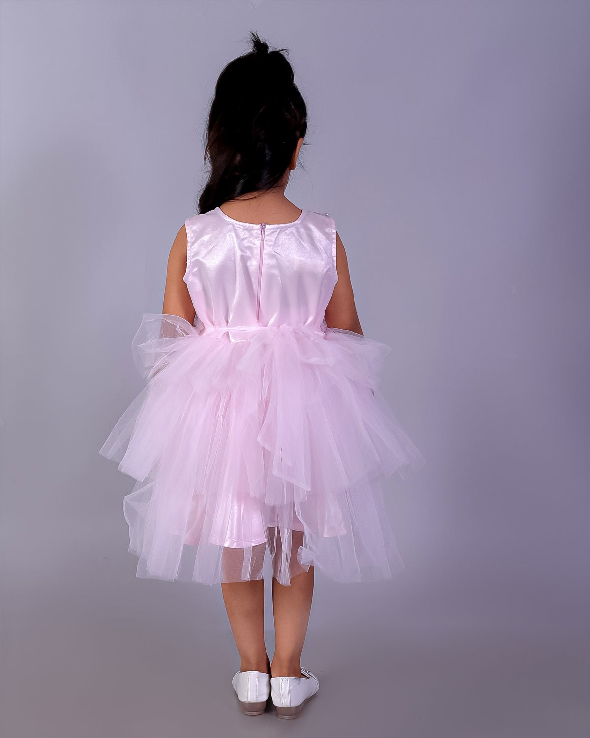 Pinking Perfect Pink Layered Tulle Sleeveless Dress For Girls
