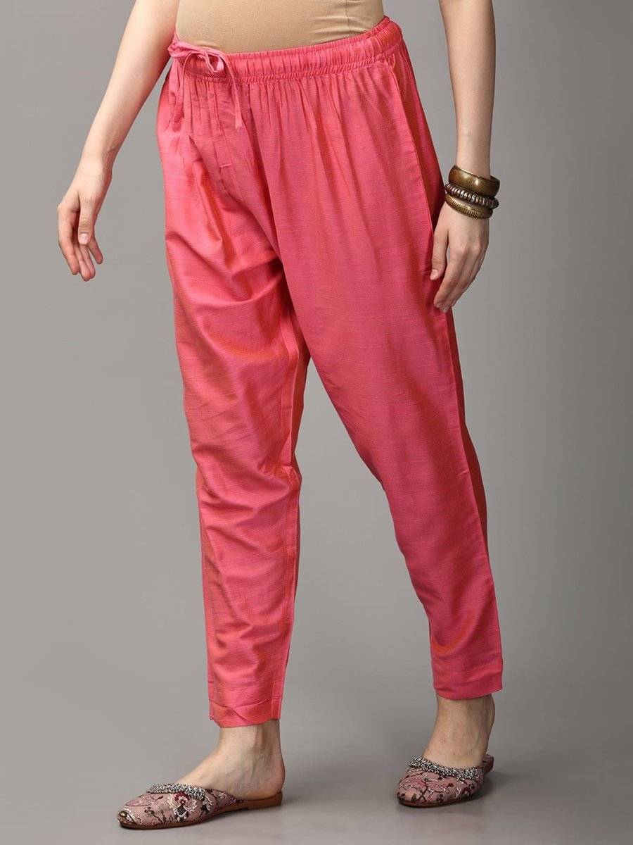 Pinking Perfect Maternity and Nursing Silk Kurta Set Pink