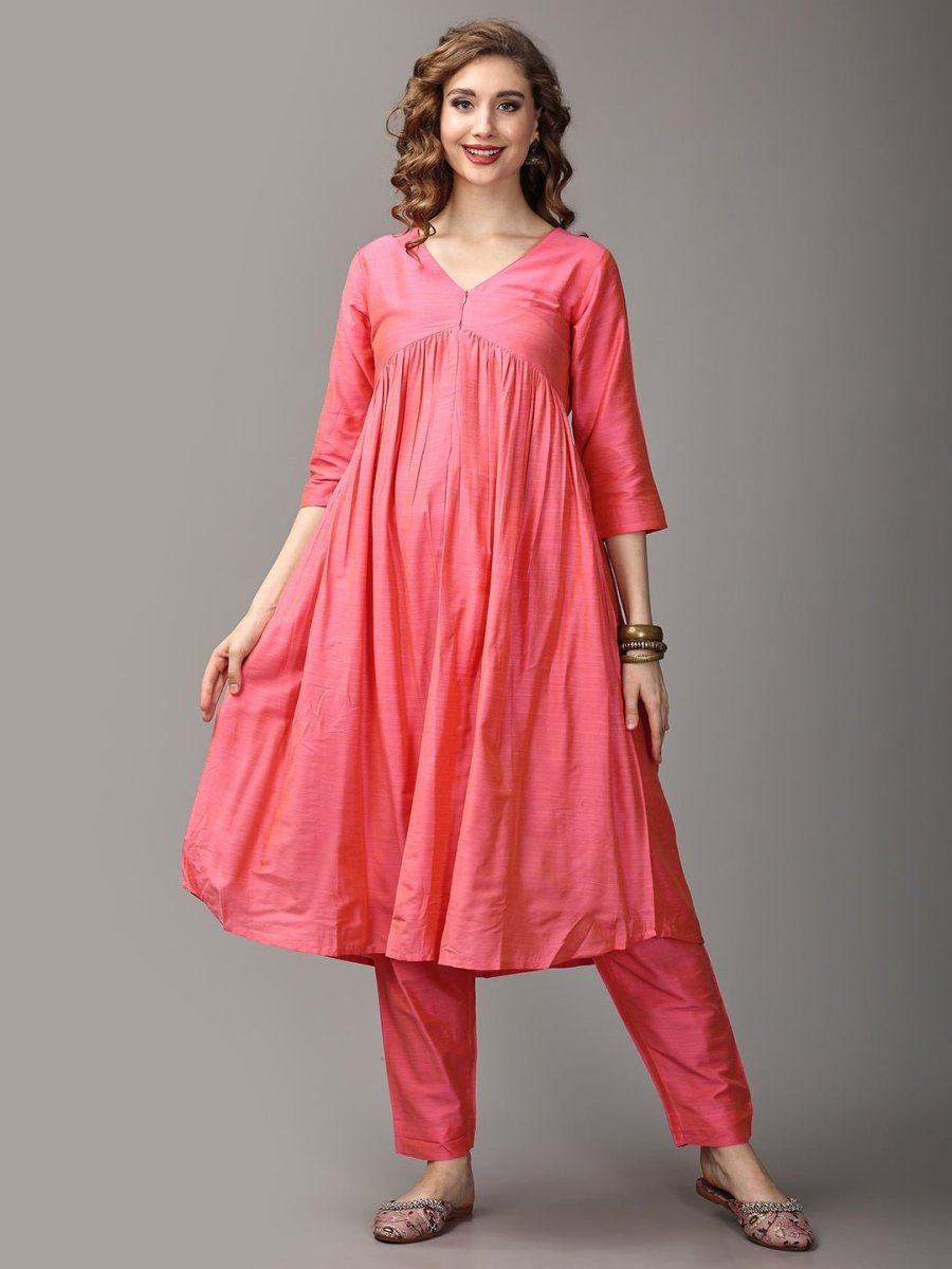  Pinking Perfect Maternity and Nursing Silk Kurta Set Pink