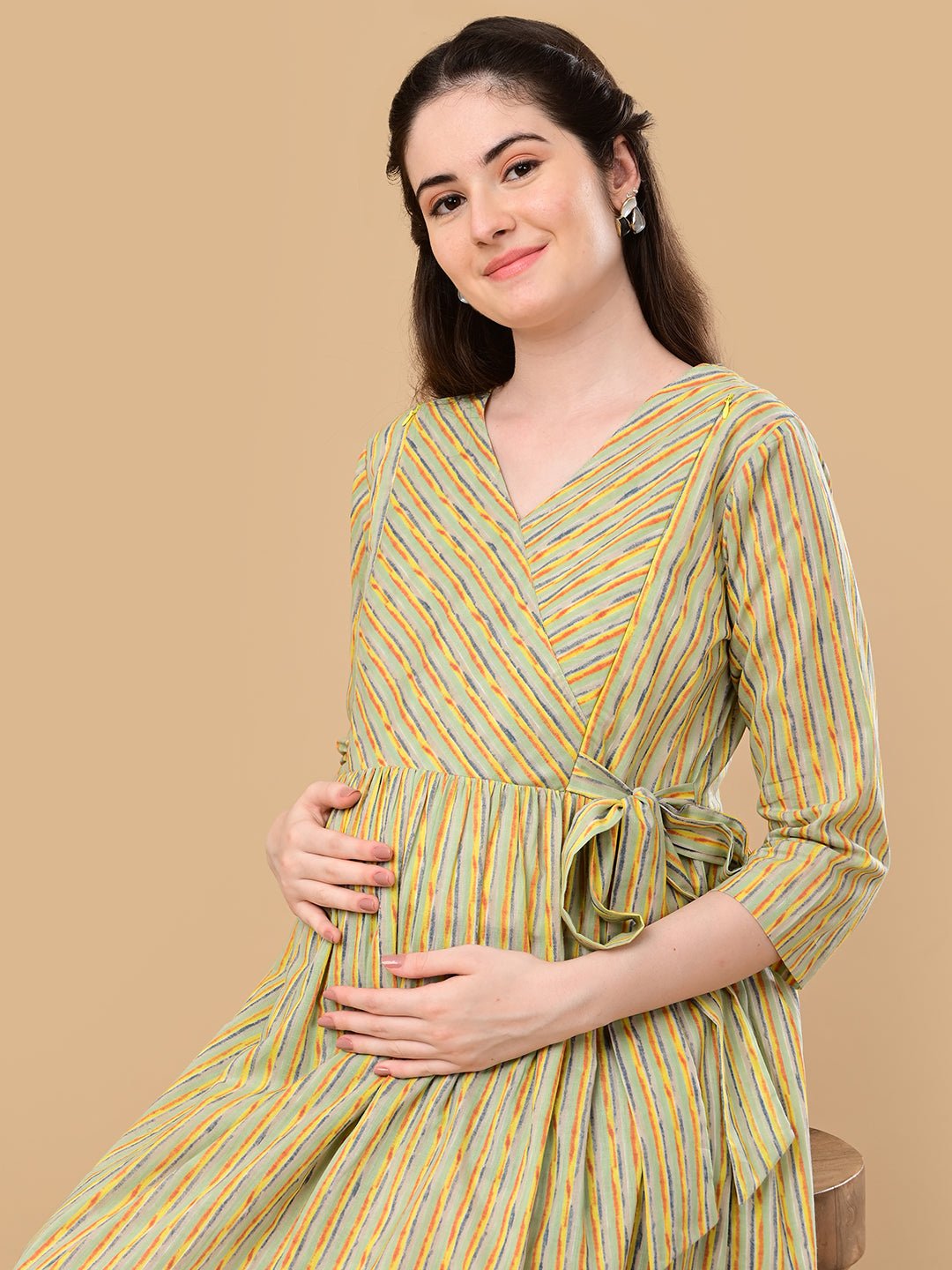  Pixel Pulse Maternity and Nursing Dress Multi