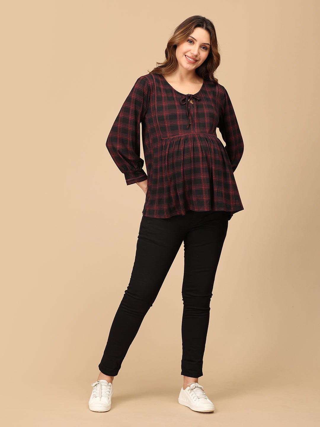  Plaid It Cool Maternity and Nursing Top Multicolor