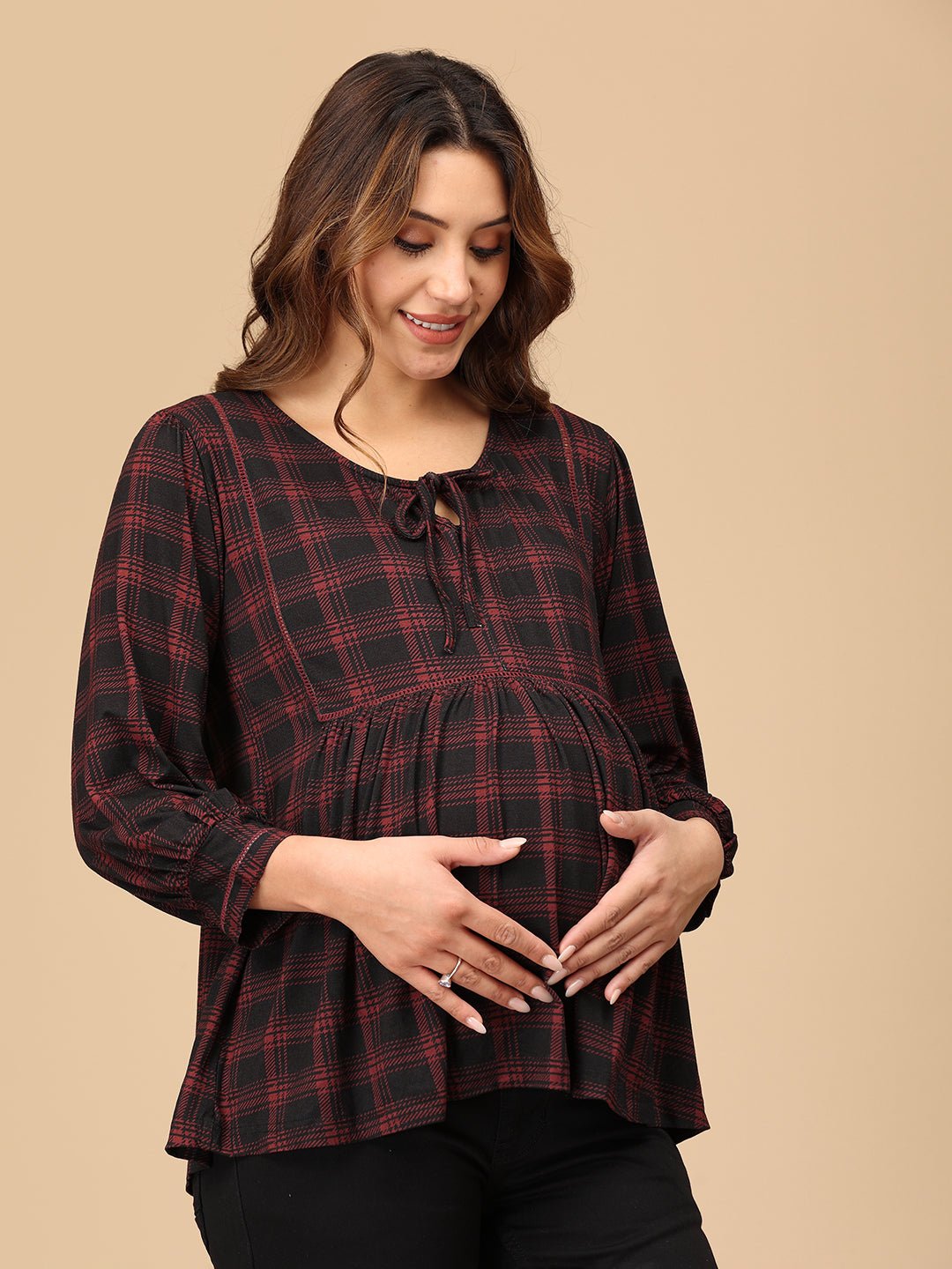  Plaid It Cool Maternity and Nursing Top Multicolor