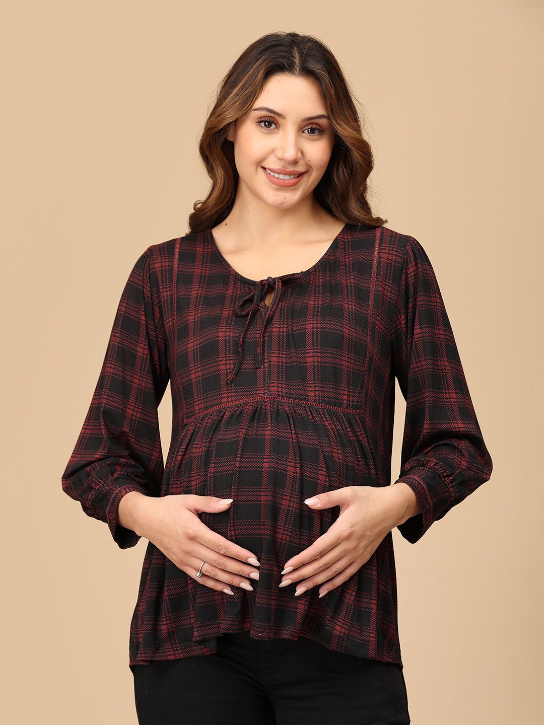  Plaid It Cool Maternity and Nursing Top Multicolor