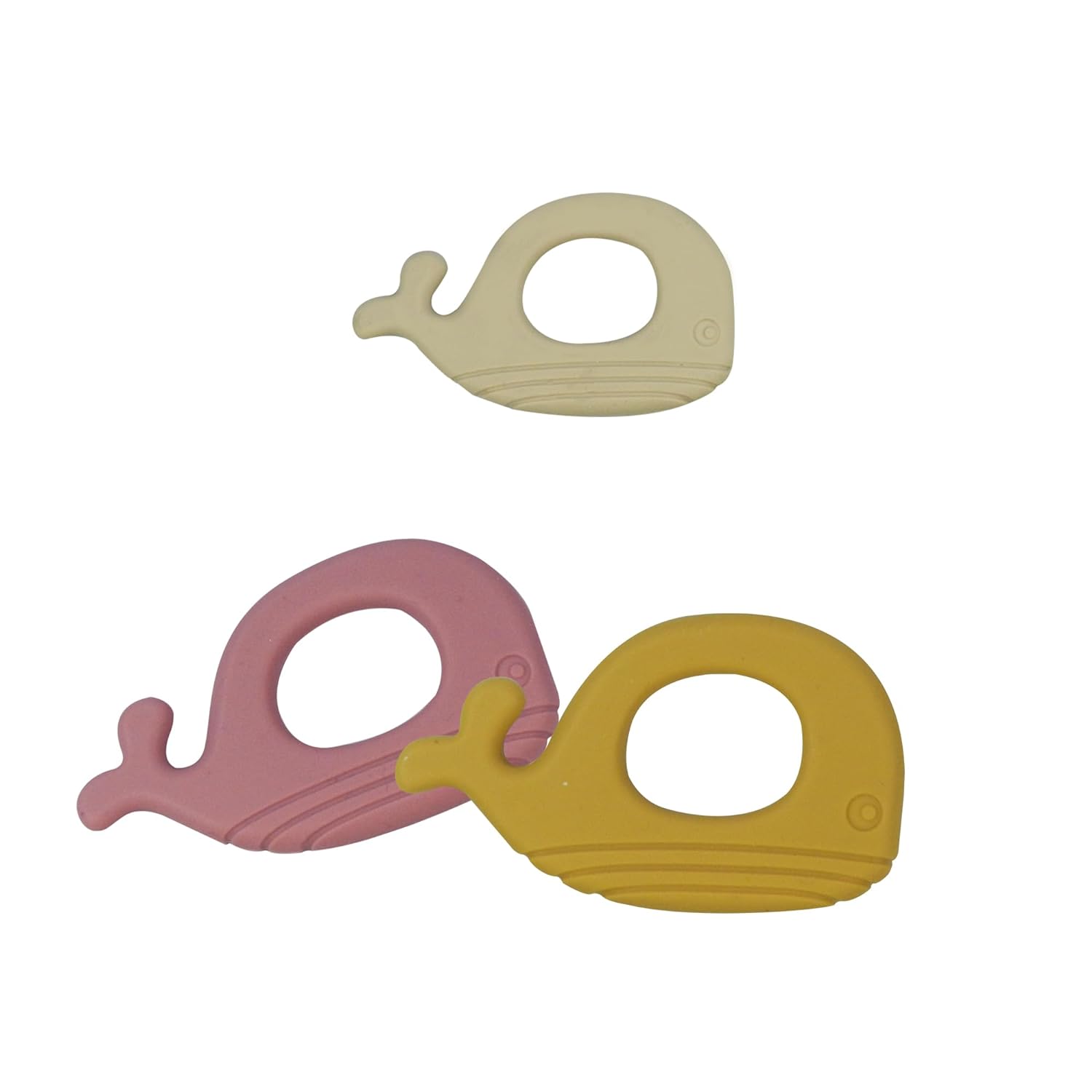 Playbox 3 Pcs BPA Free Silicone Whale Teether Teething Toys For Babies