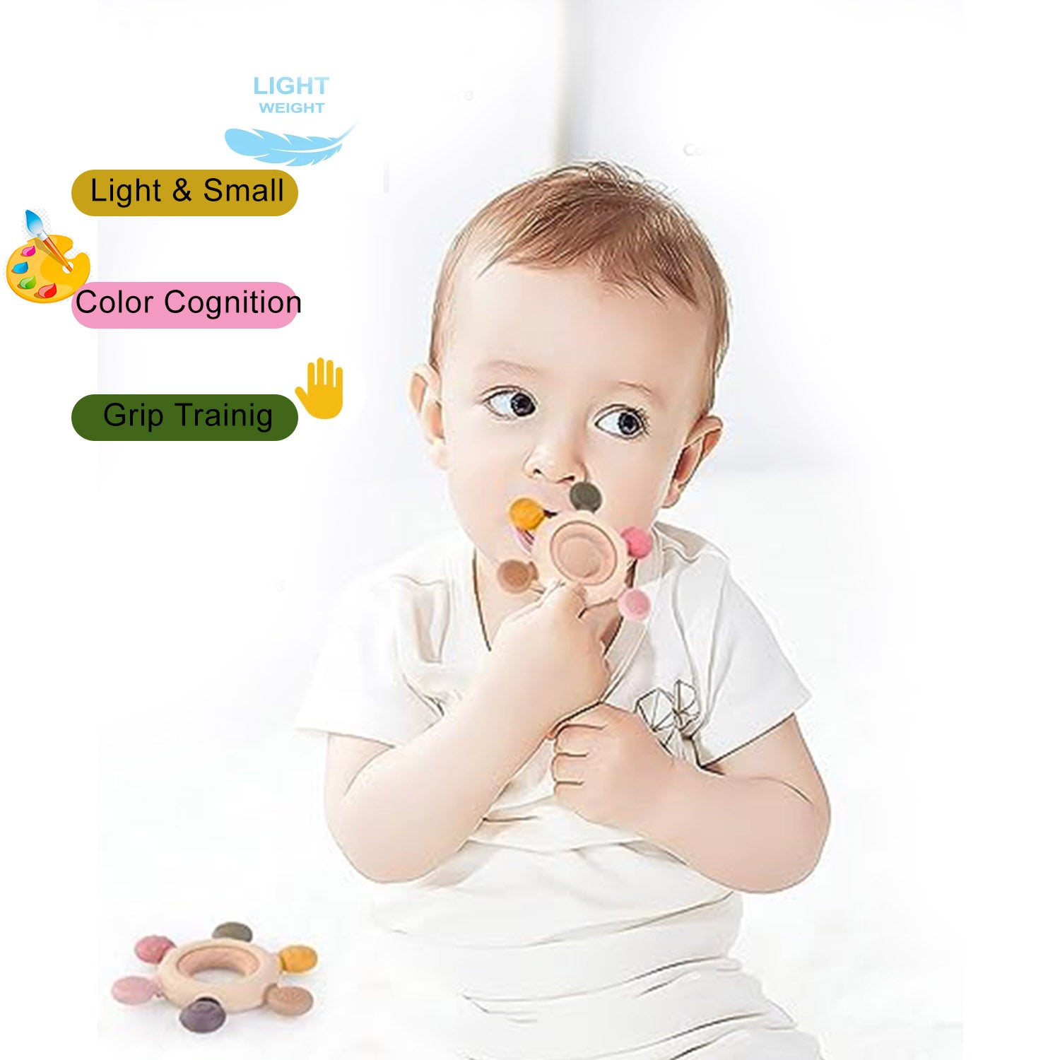 Playbox Rudder BPA Free Silicone And Wooden Teether For Babies