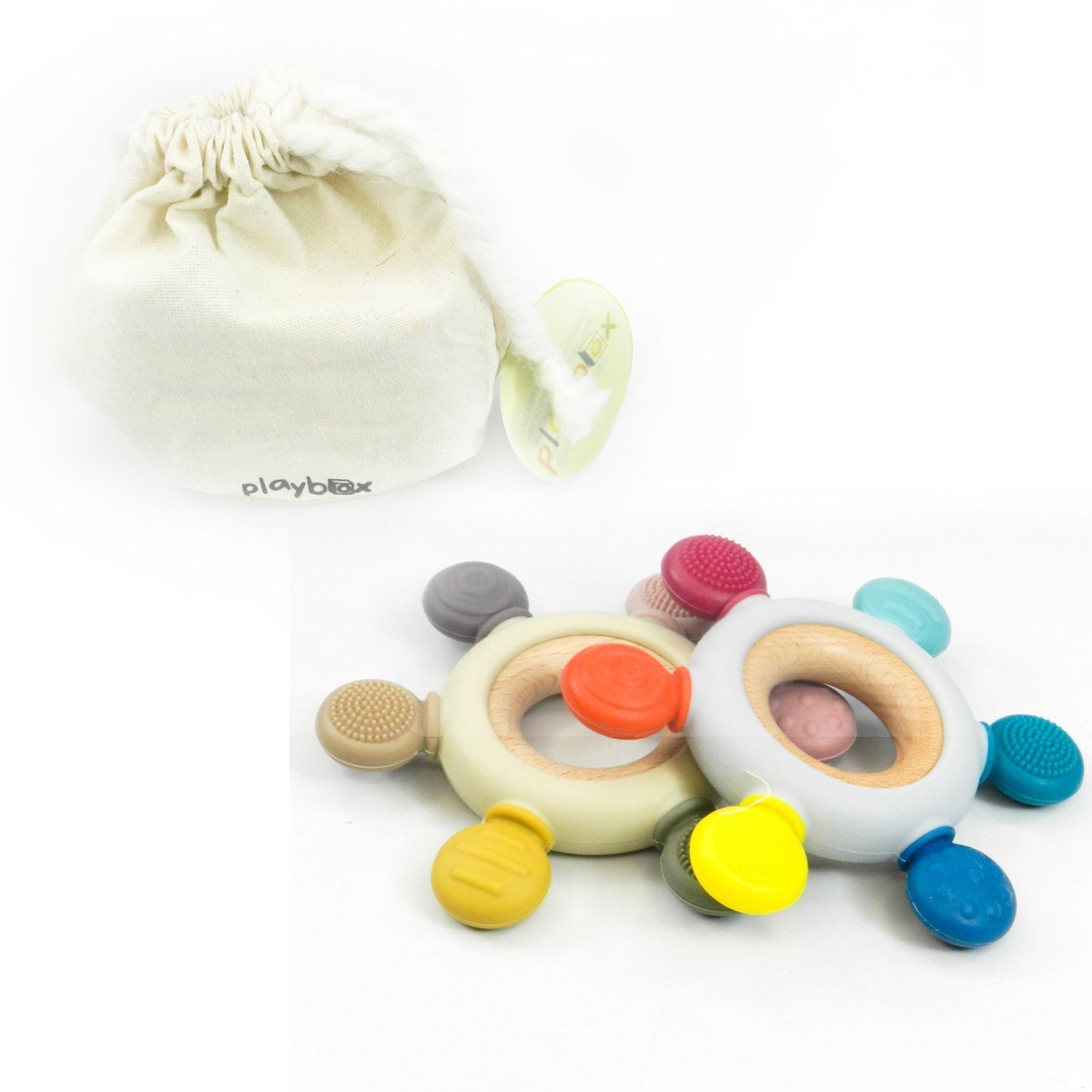 Playbox Rudder BPA Free Silicone And Wooden Teether For Babies