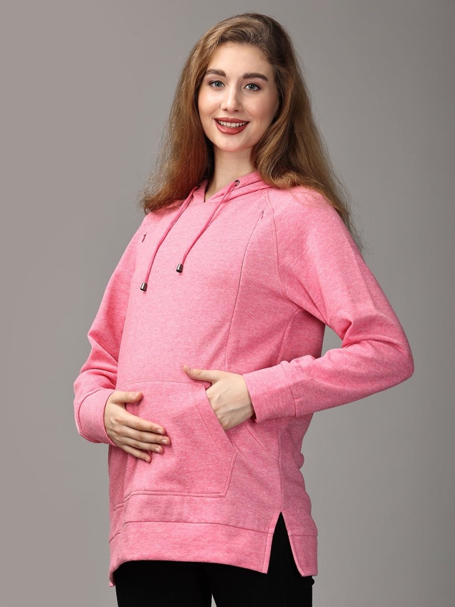  Power Pink Maternity and Nursing Hoodie Sweatshirt Pink