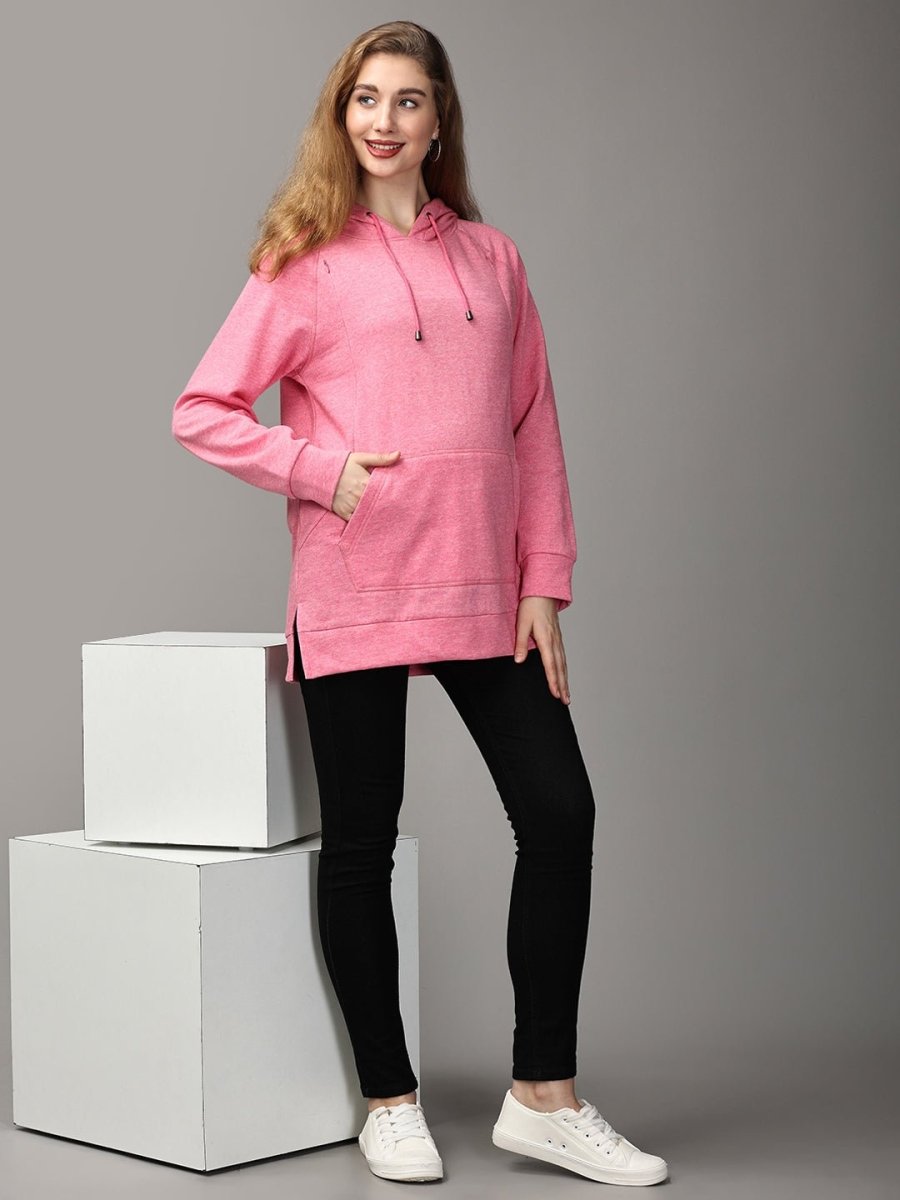  Power Pink Maternity and Nursing Hoodie Sweatshirt Pink