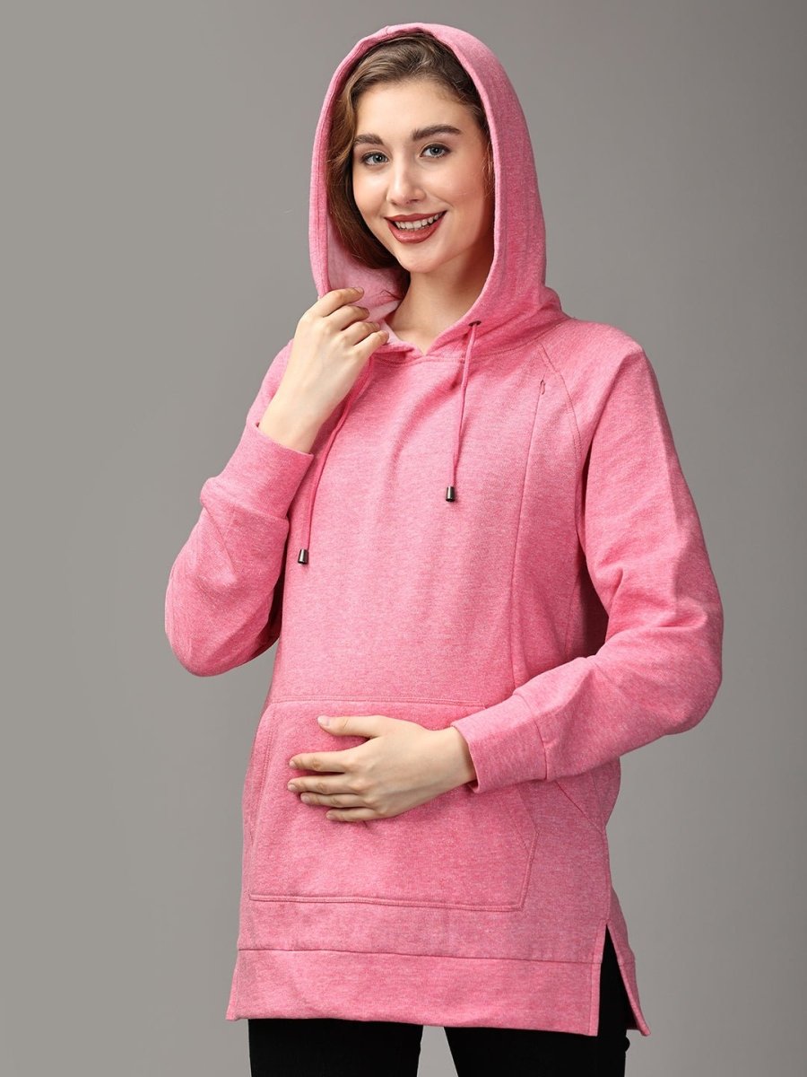  Power Pink Maternity and Nursing Hoodie Sweatshirt Pink