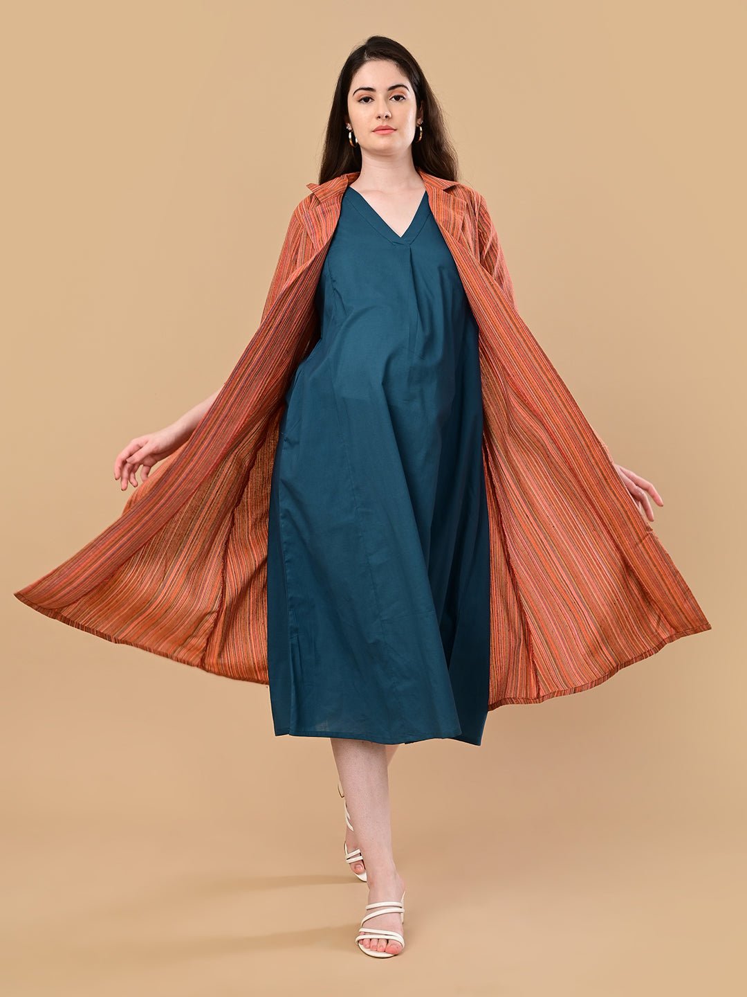  PowerFrame Maternity and Nursing Shacket Dress Orange