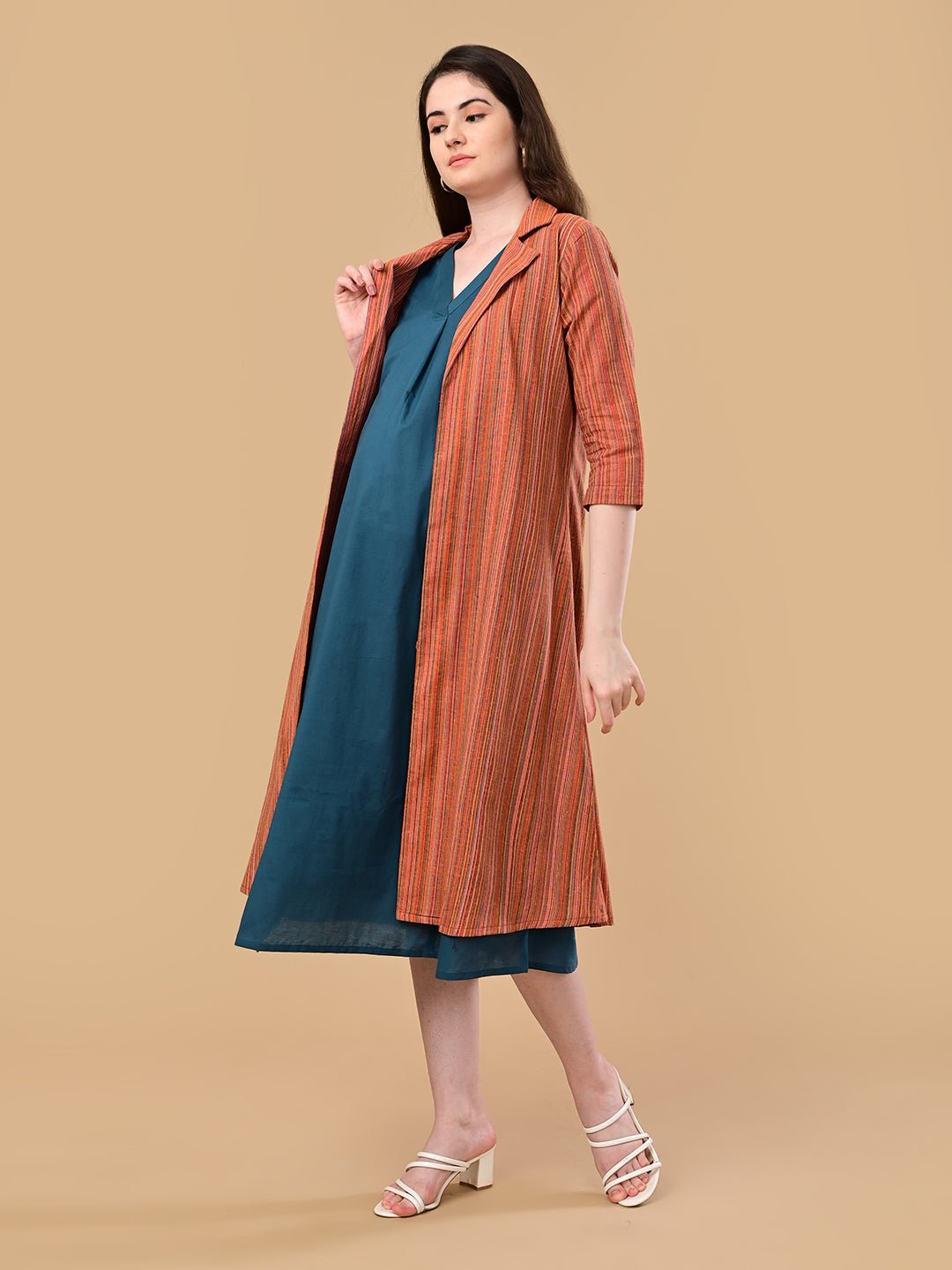  PowerFrame Maternity and Nursing Shacket Dress Orange