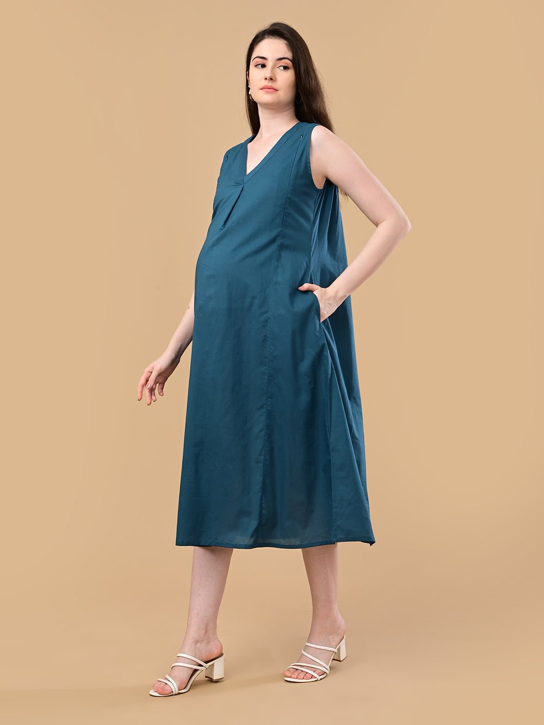  PowerFrame Maternity and Nursing Shacket Dress Orange