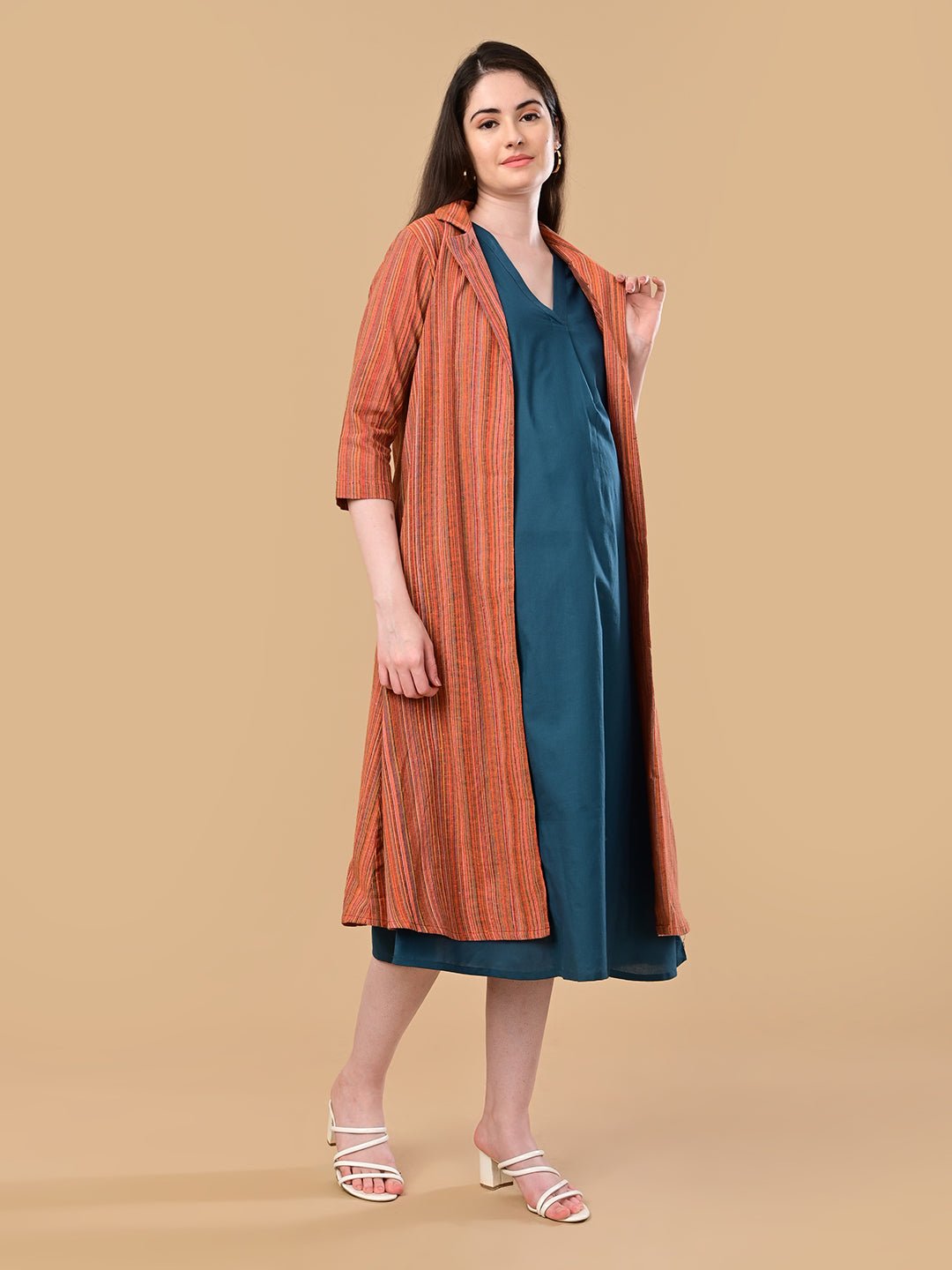  PowerFrame Maternity and Nursing Shacket Dress Orange