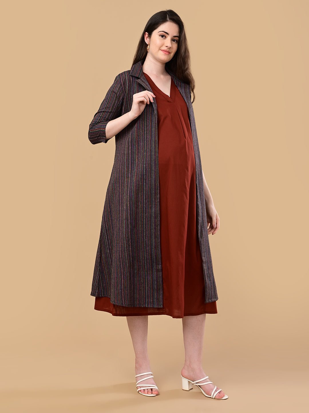  PowerLayer Maternity and Nursing Shacket Dress Black