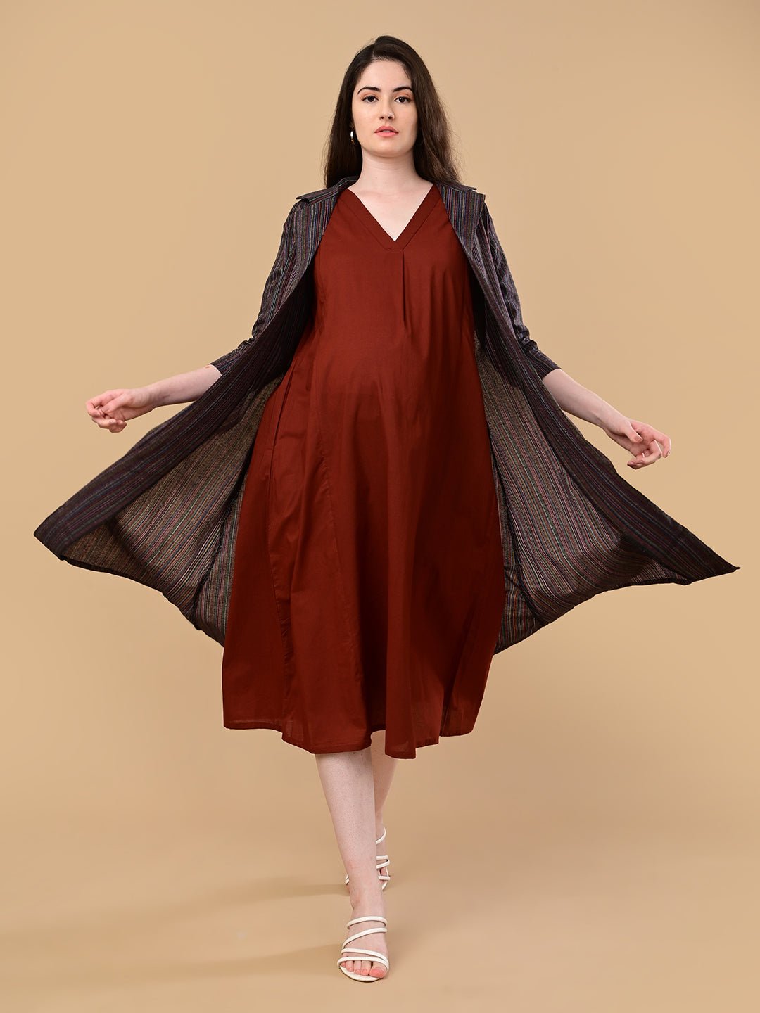  PowerLayer Maternity and Nursing Shacket Dress Black