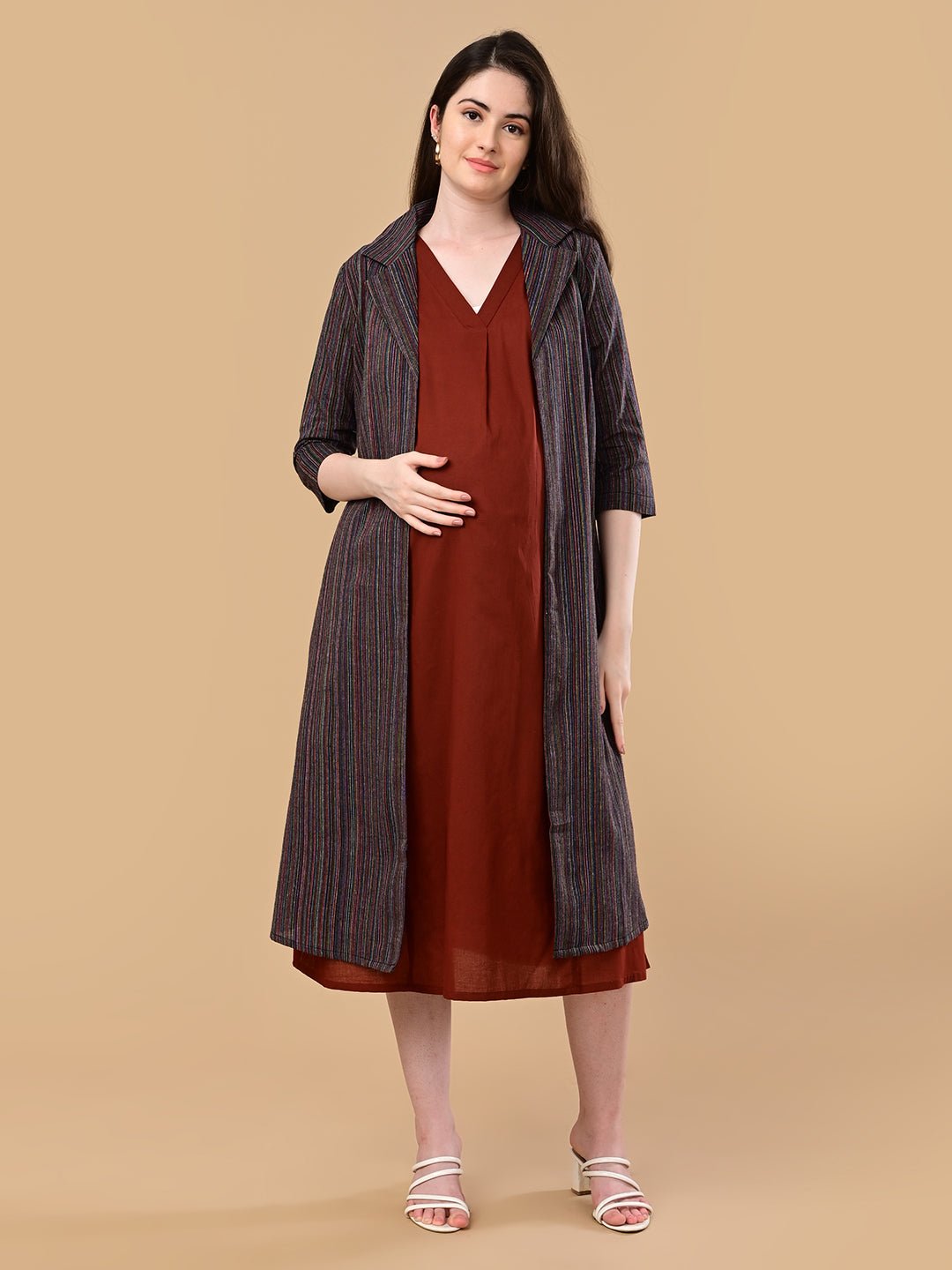  PowerLayer Maternity and Nursing Shacket Dress Black