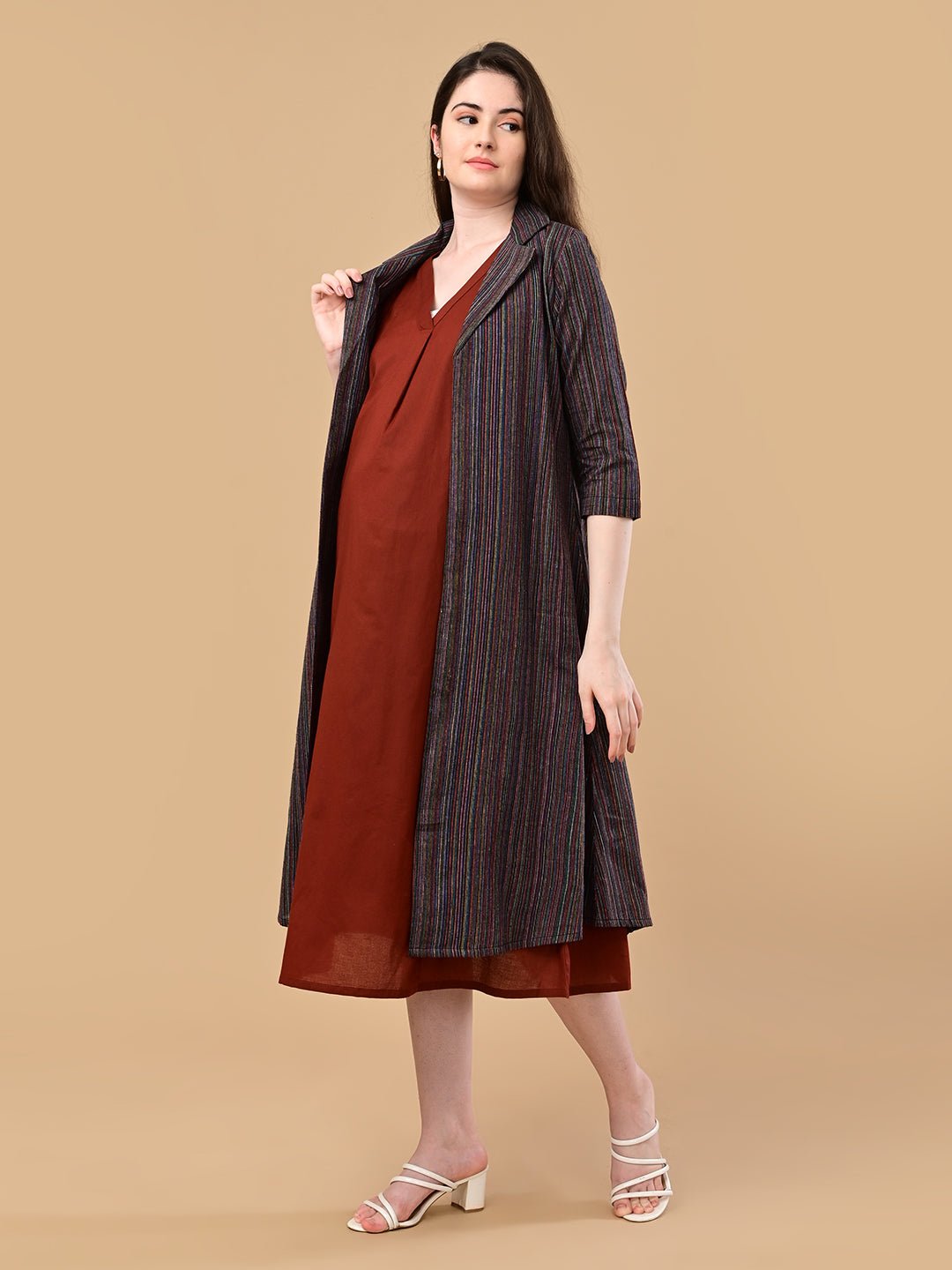  PowerLayer Maternity and Nursing Shacket Dress Black